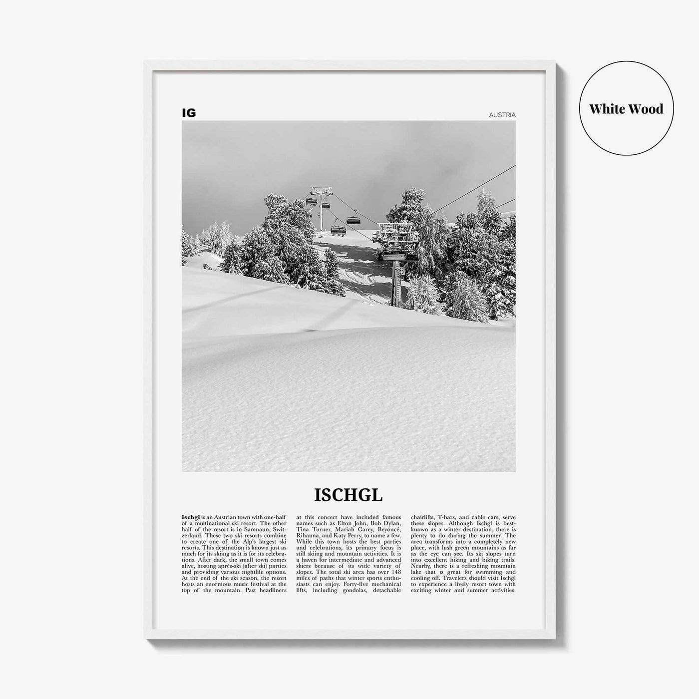 Ischgl Print Black and White, Ischgl Wall Art, Ischgl Poster, Ischgl Photo, Ischgl Wall Décor, Tyrol, Landeck, Austria, Österreich