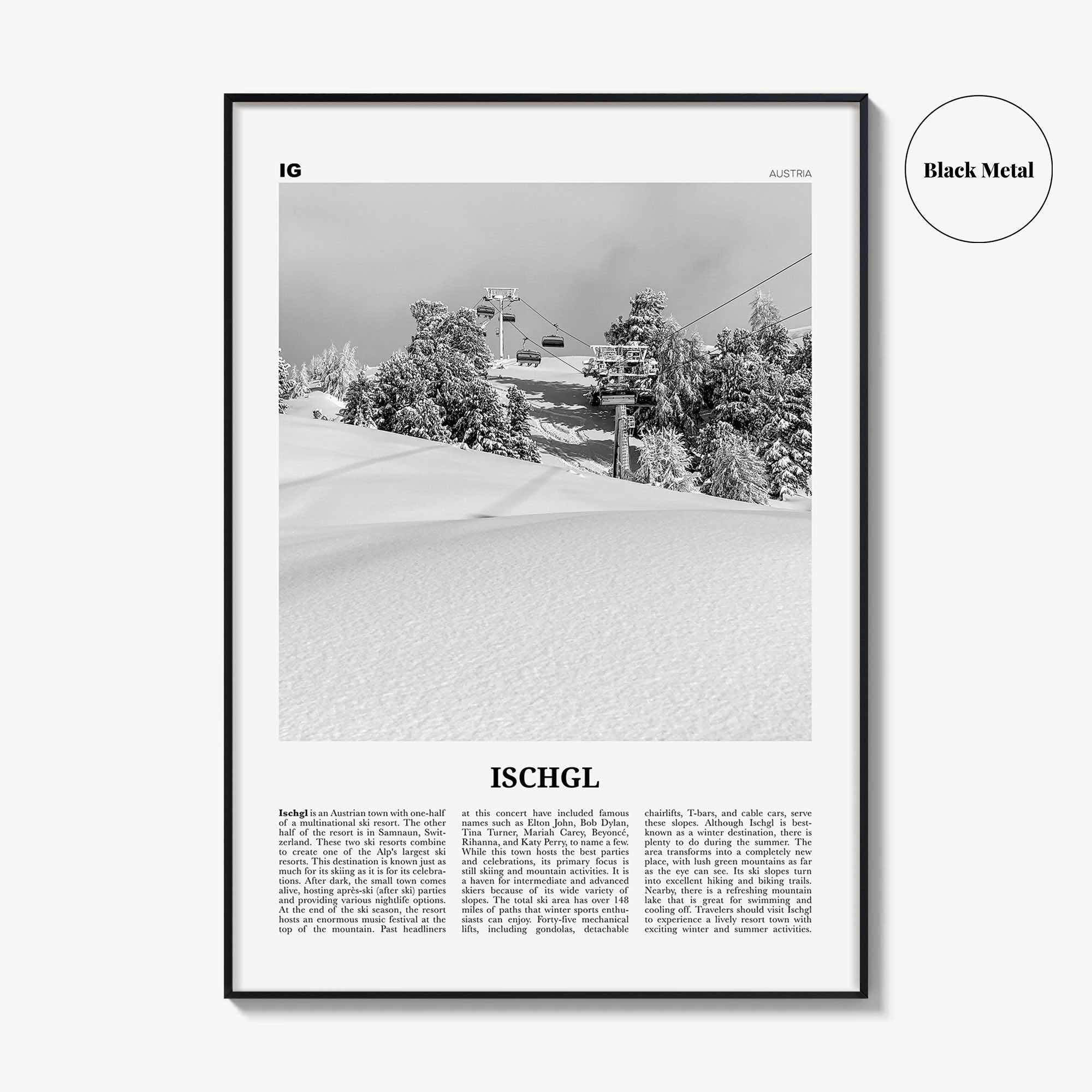 Ischgl Print Black and White, Ischgl Wall Art, Ischgl Poster, Ischgl Photo, Ischgl Wall Décor, Tyrol, Landeck, Austria, Österreich