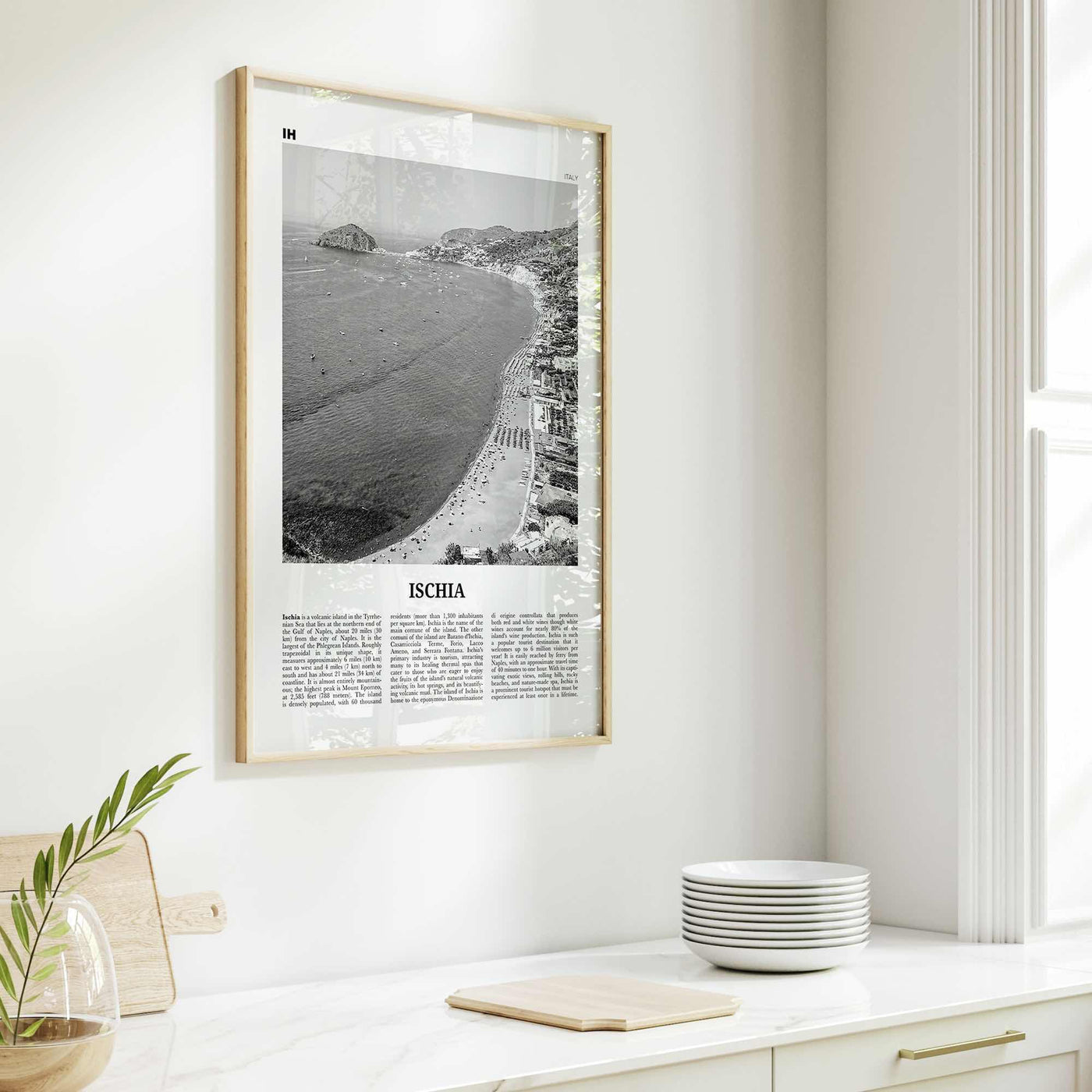 Ischia Print Black and White, Ischia Wall Art, Ischia Poster, Ischia Photo, Ischia Wall Décor, Italy, Italia