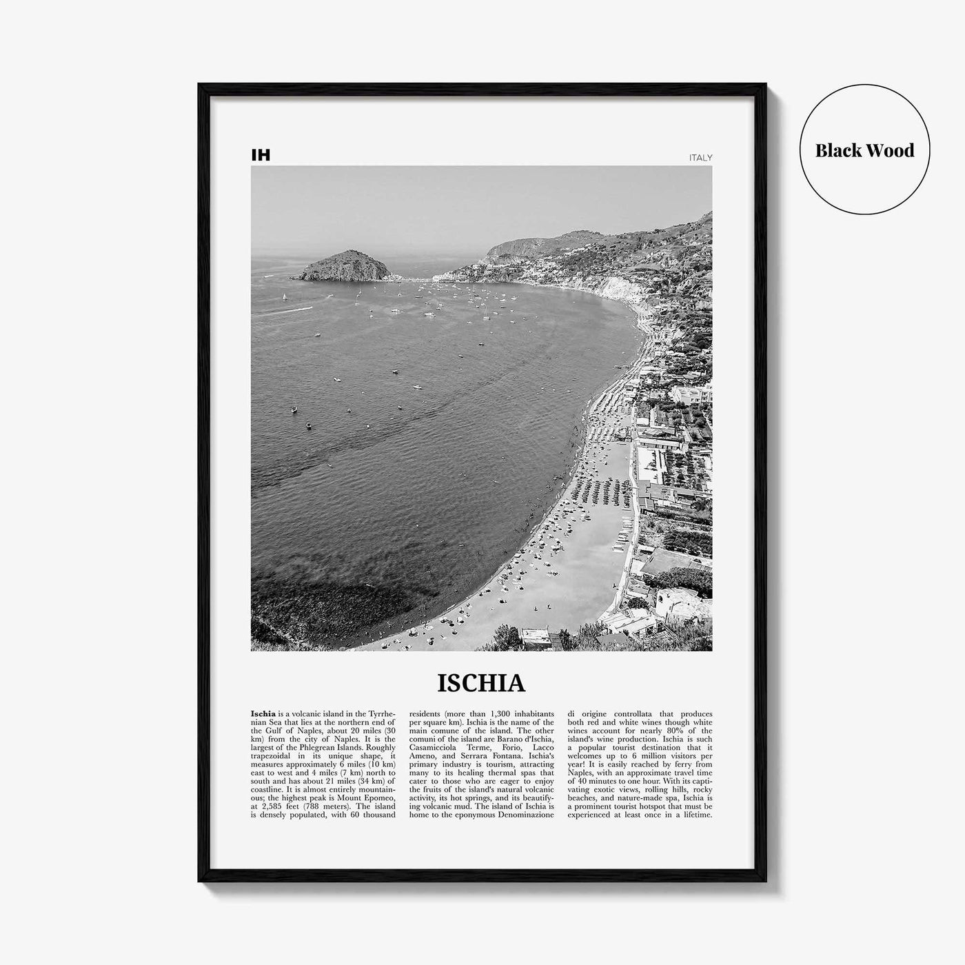 Ischia Print Black and White, Ischia Wall Art, Ischia Poster, Ischia Photo, Ischia Wall Décor, Italy, Italia