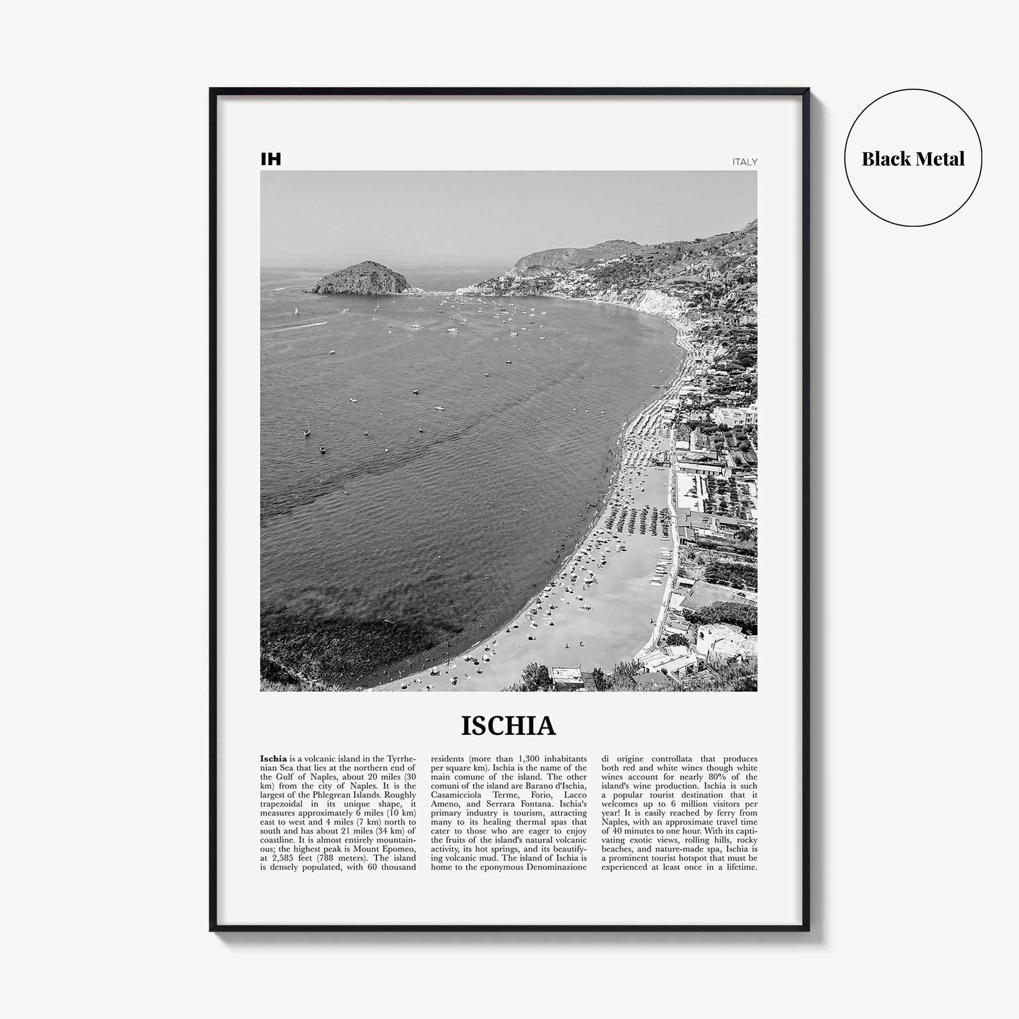 Ischia Print Black and White, Ischia Wall Art, Ischia Poster, Ischia Photo, Ischia Wall Décor, Italy, Italia