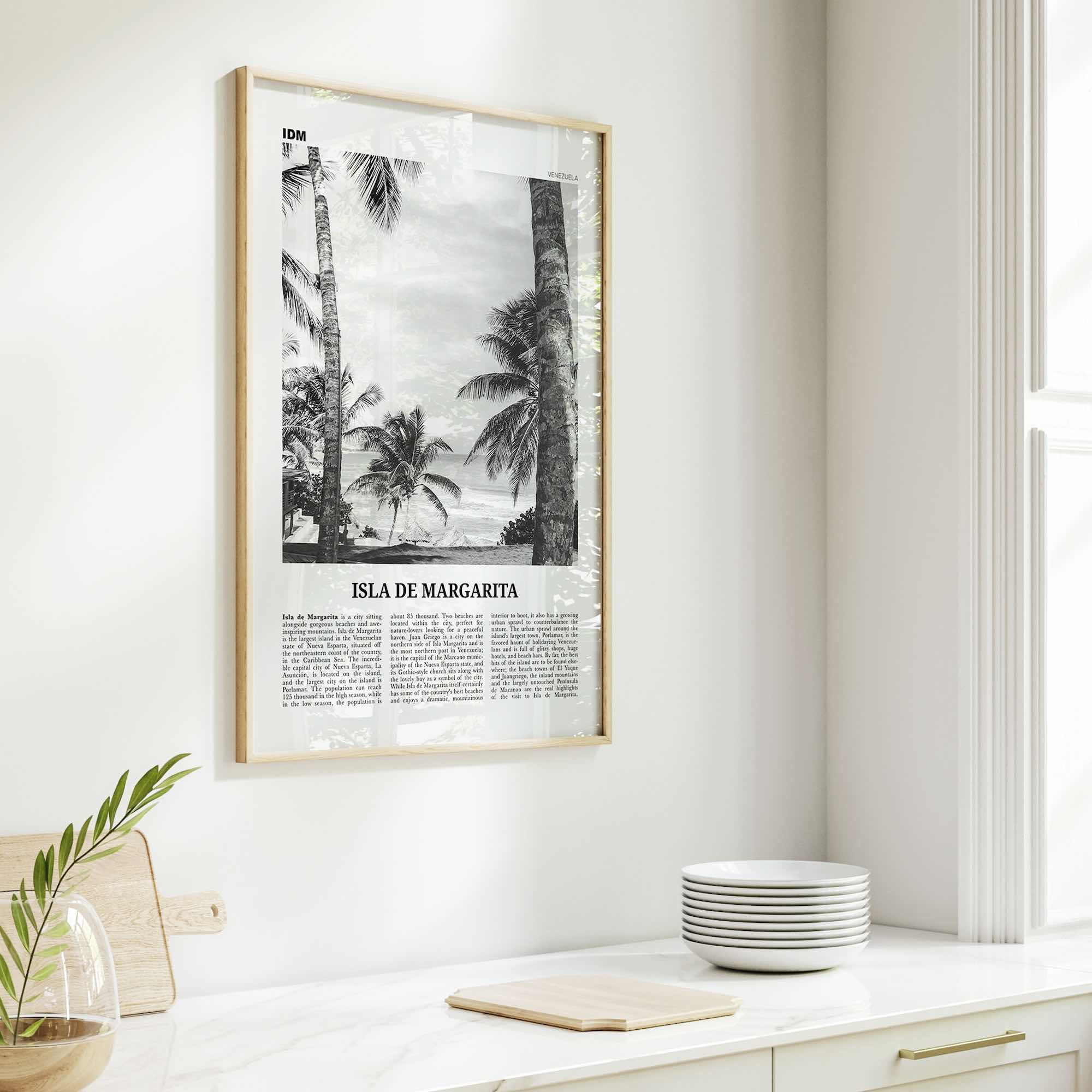 Isla de Margarita Print Black and White, Margarita Island Wall Art, Margarita Island Poster, Isla de Margarita Poster Print, Caribbean