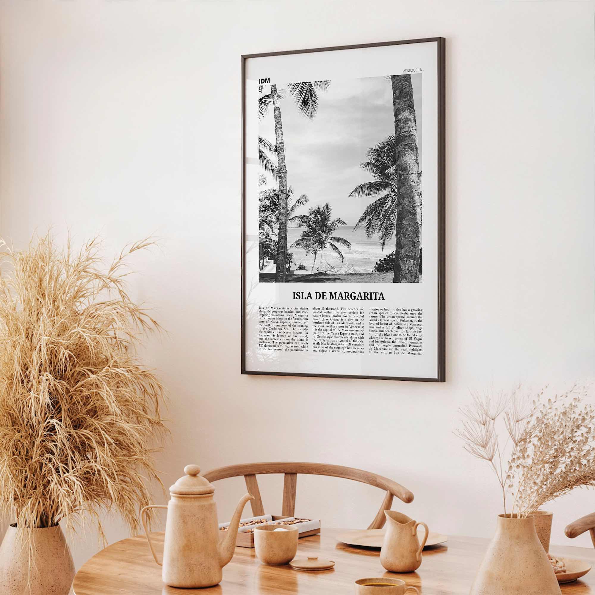 Isla de Margarita Print Black and White, Margarita Island Wall Art, Margarita Island Poster, Isla de Margarita Poster Print, Caribbean