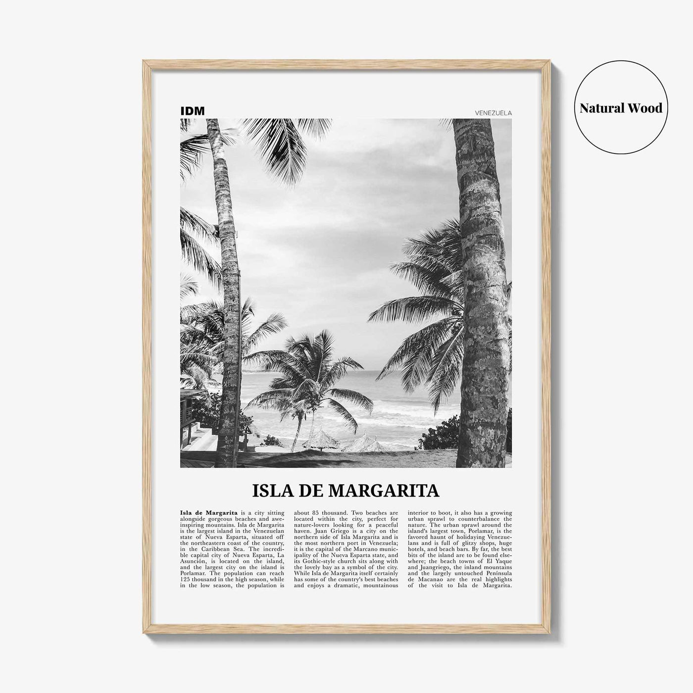 Isla de Margarita Print Black and White, Margarita Island Wall Art, Margarita Island Poster, Isla de Margarita Poster Print, Caribbean