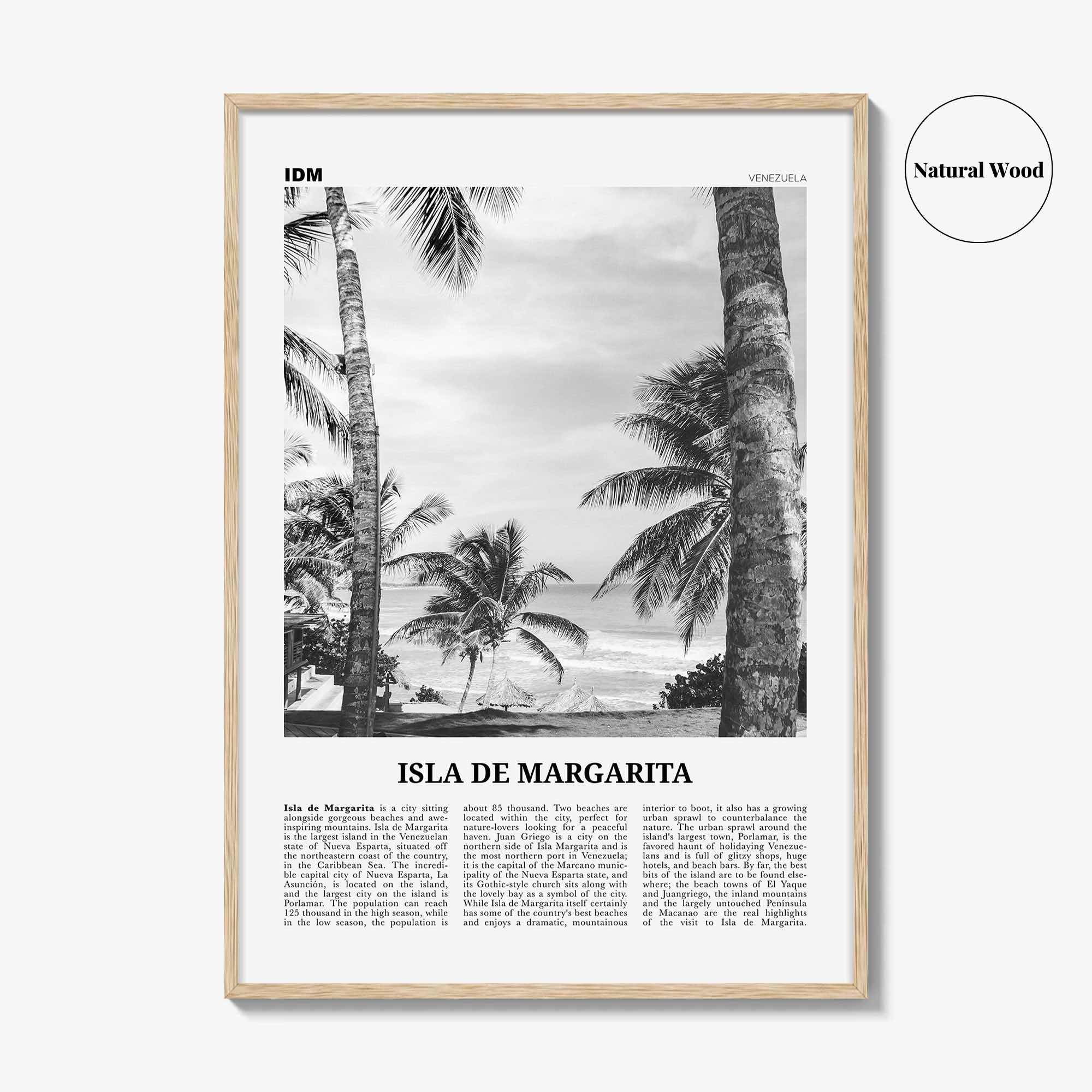 Isla de Margarita Print Black and White, Margarita Island Wall Art, Margarita Island Poster, Isla de Margarita Poster Print, Caribbean
