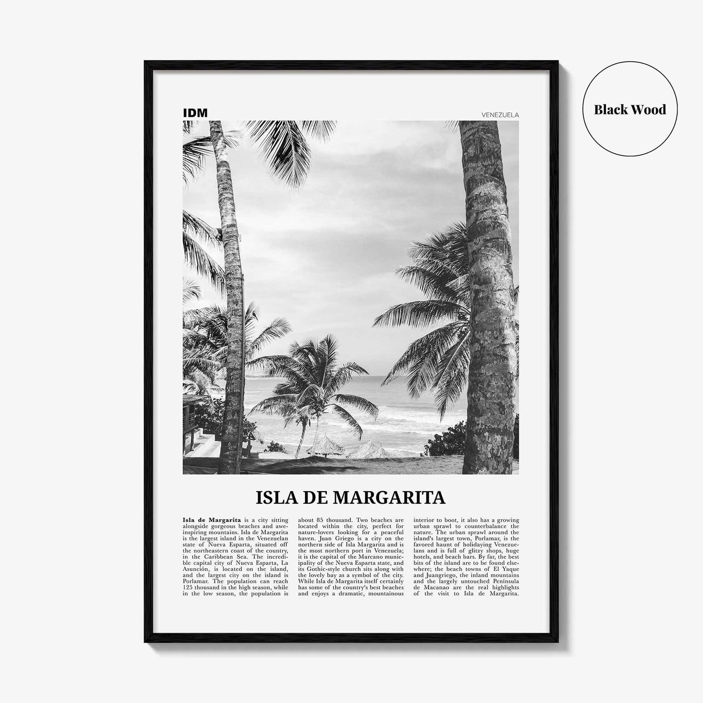 Isla de Margarita Print Black and White, Margarita Island Wall Art, Margarita Island Poster, Isla de Margarita Poster Print, Caribbean