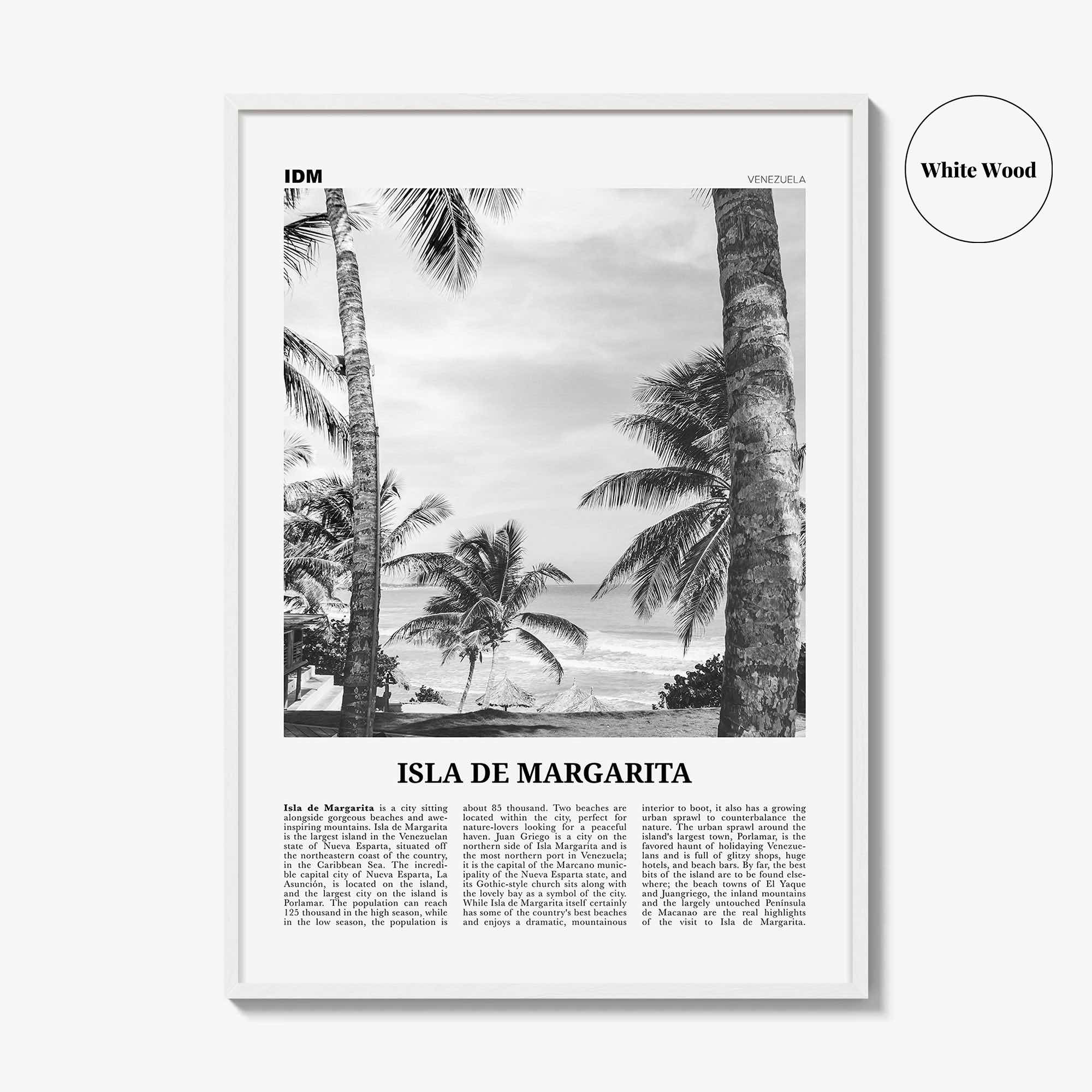 Isla de Margarita Print Black and White, Margarita Island Wall Art, Margarita Island Poster, Isla de Margarita Poster Print, Caribbean