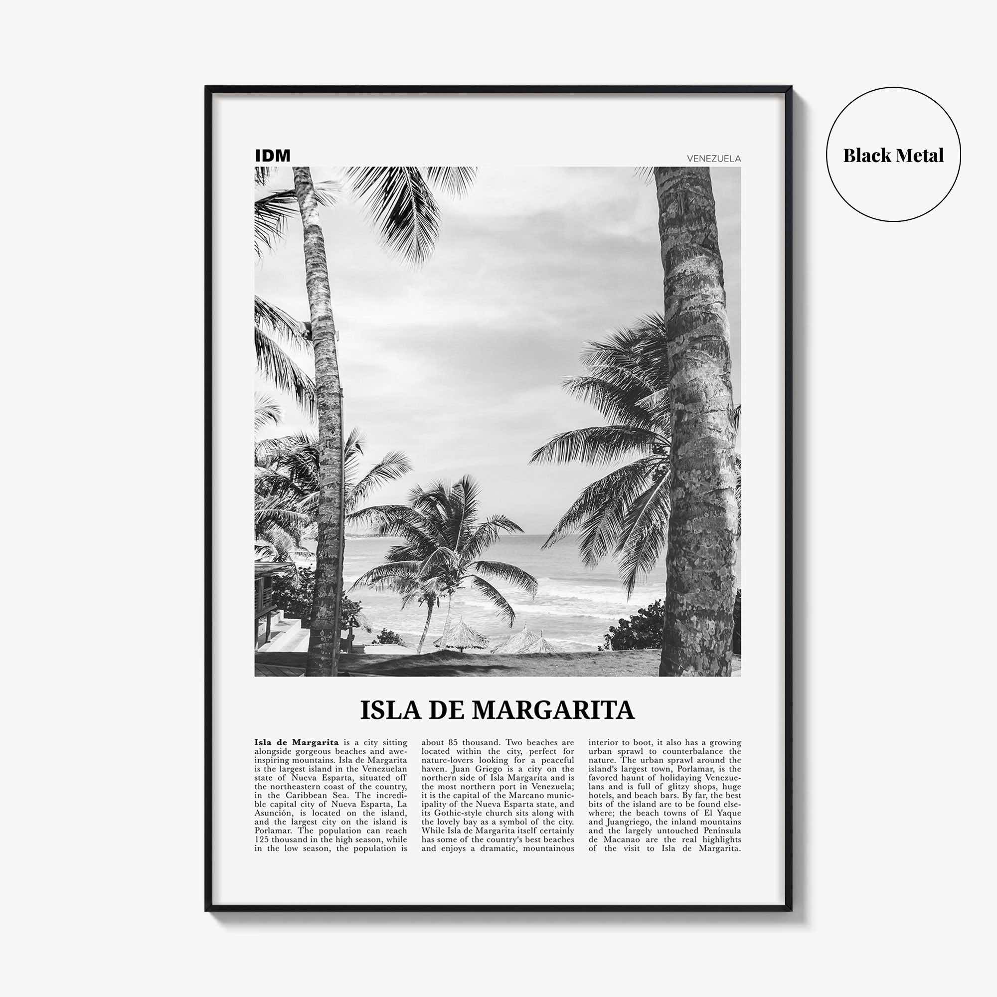 Isla de Margarita Print Black and White, Margarita Island Wall Art, Margarita Island Poster, Isla de Margarita Poster Print, Caribbean