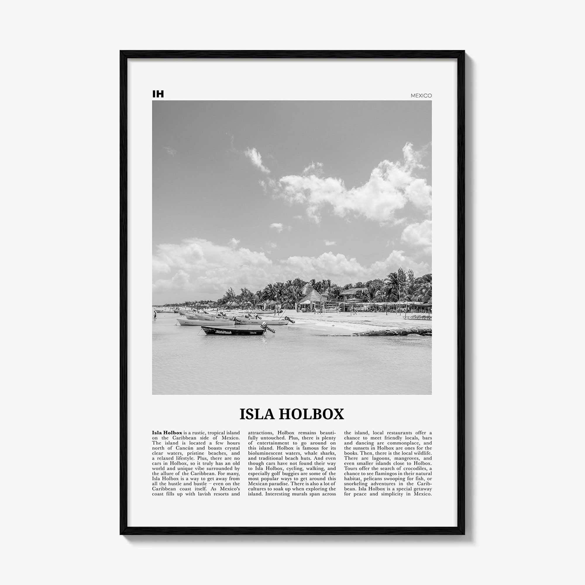 Isla Holbox Print Black and White, Isla Holbox Wall Art, Isla Holbox Poster, Isla Holbox Photo, Isla Holbox Wall Décor, Mexico