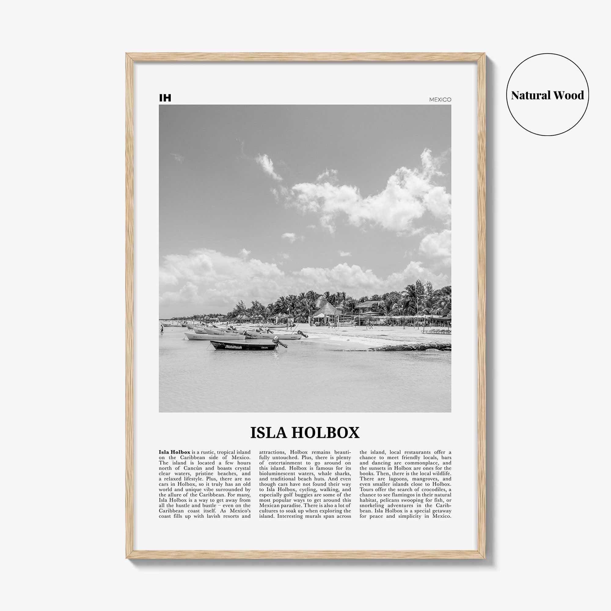 Isla Holbox Print Black and White, Isla Holbox Wall Art, Isla Holbox Poster, Isla Holbox Photo, Isla Holbox Wall Décor, Mexico