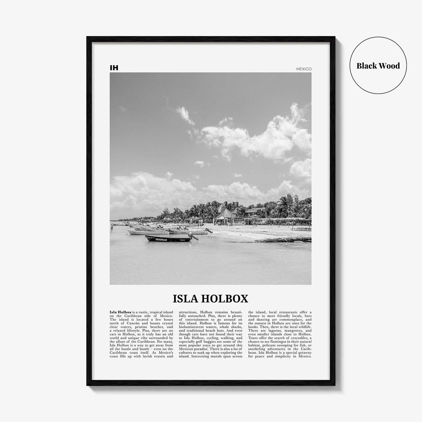 Isla Holbox Print Black and White, Isla Holbox Wall Art, Isla Holbox Poster, Isla Holbox Photo, Isla Holbox Wall Décor, Mexico