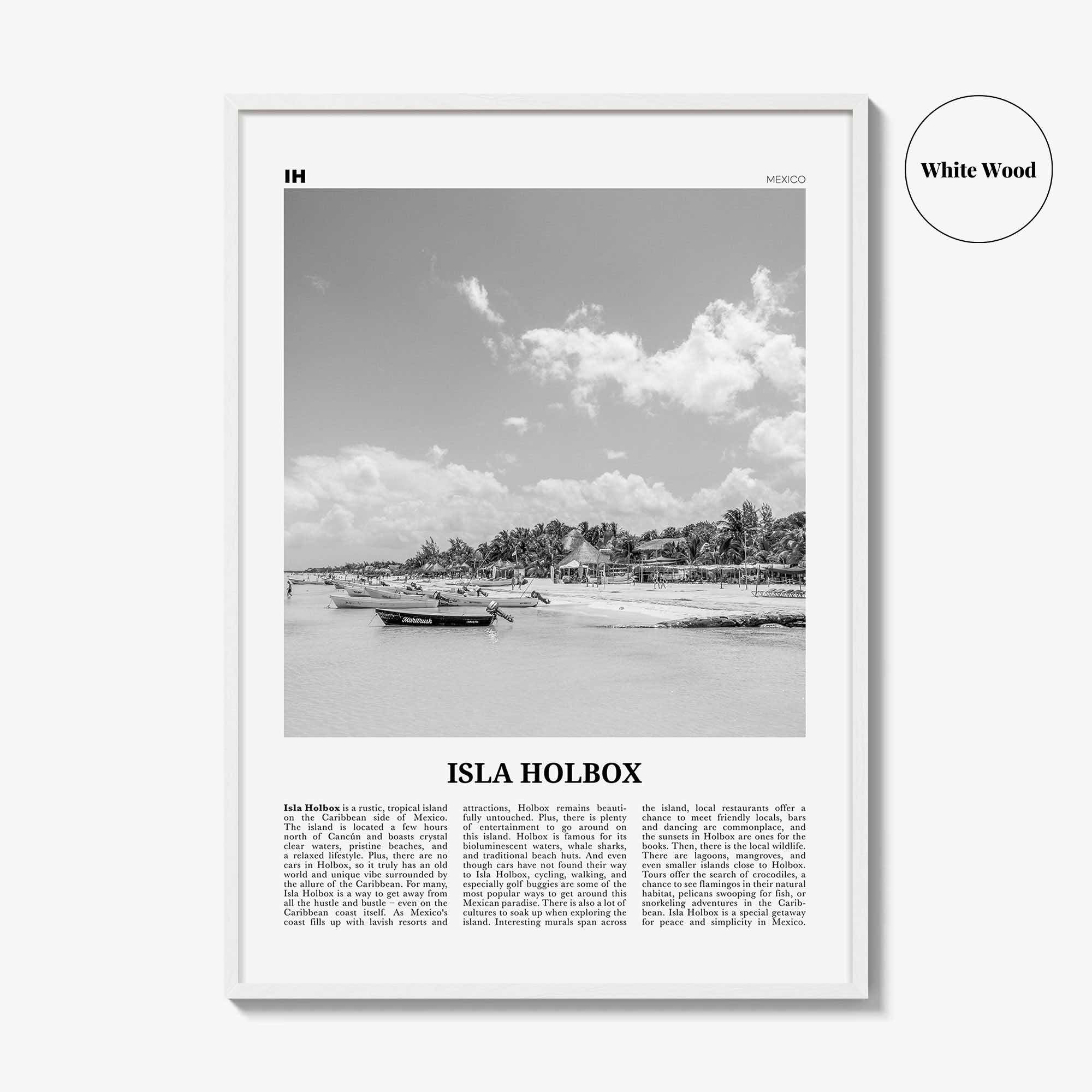 Isla Holbox Print Black and White, Isla Holbox Wall Art, Isla Holbox Poster, Isla Holbox Photo, Isla Holbox Wall Décor, Mexico