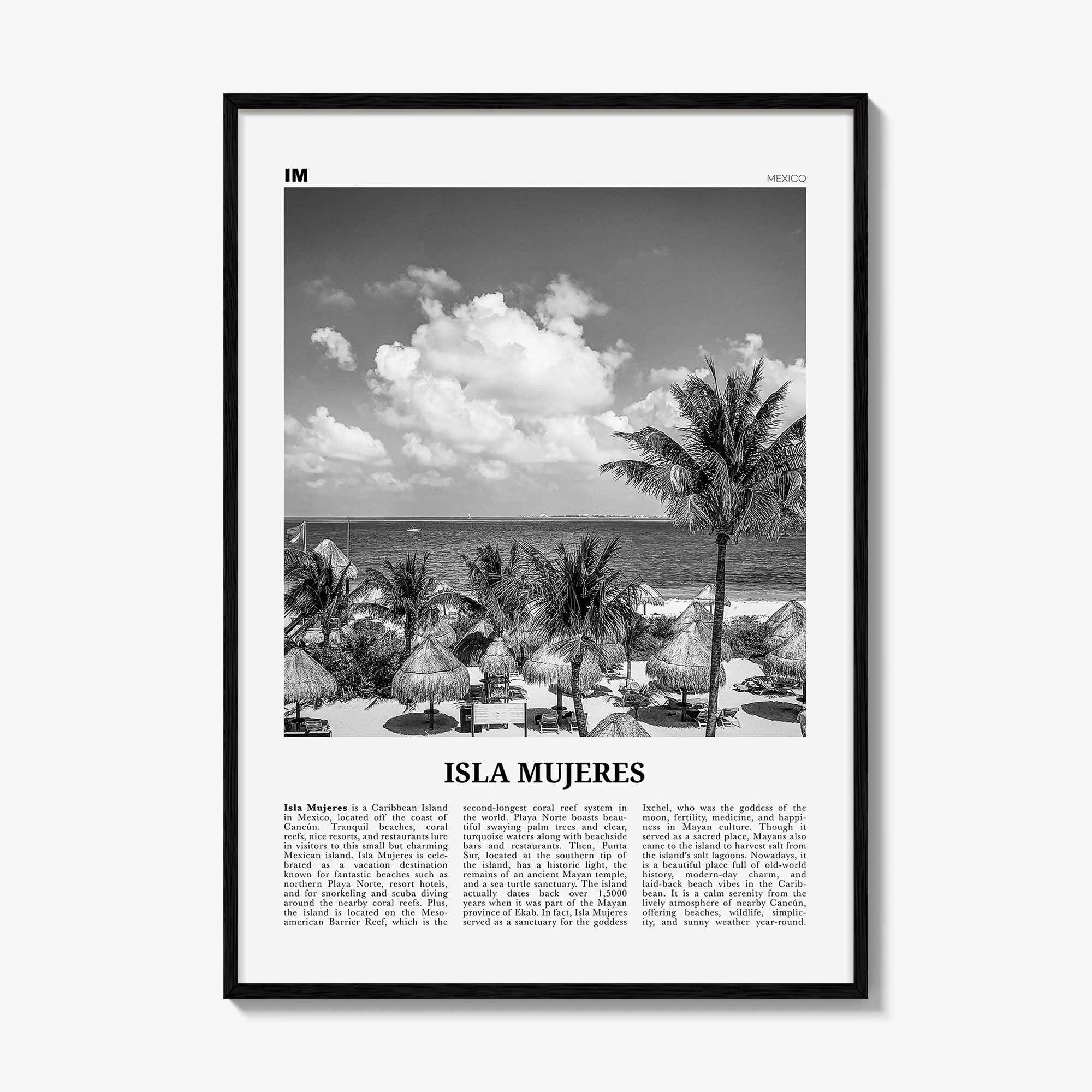 Isla Mujeres Print Black and White, Isla Mujeres Wall Art, Isla Mujeres Poster, Isla Mujeres Photo, Isla Mujeres Wall Décor, Mexico