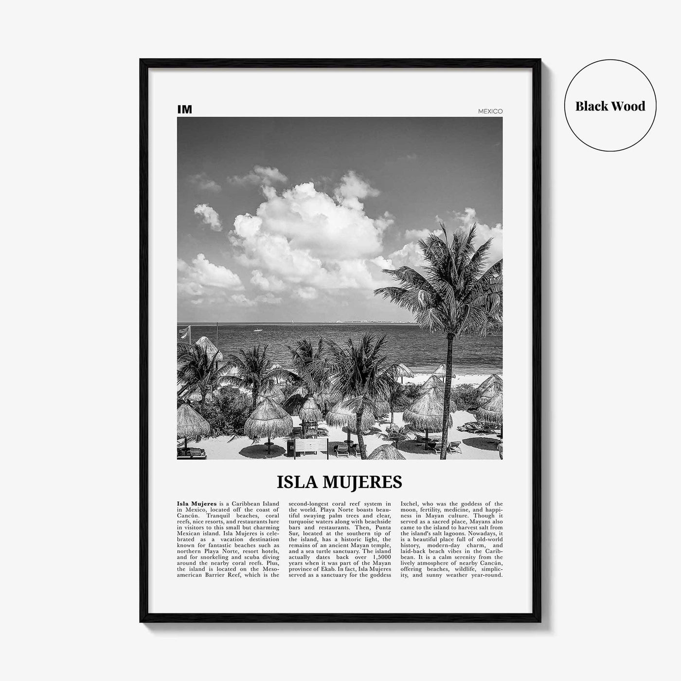 Isla Mujeres Print Black and White, Isla Mujeres Wall Art, Isla Mujeres Poster, Isla Mujeres Photo, Isla Mujeres Wall Décor, Mexico