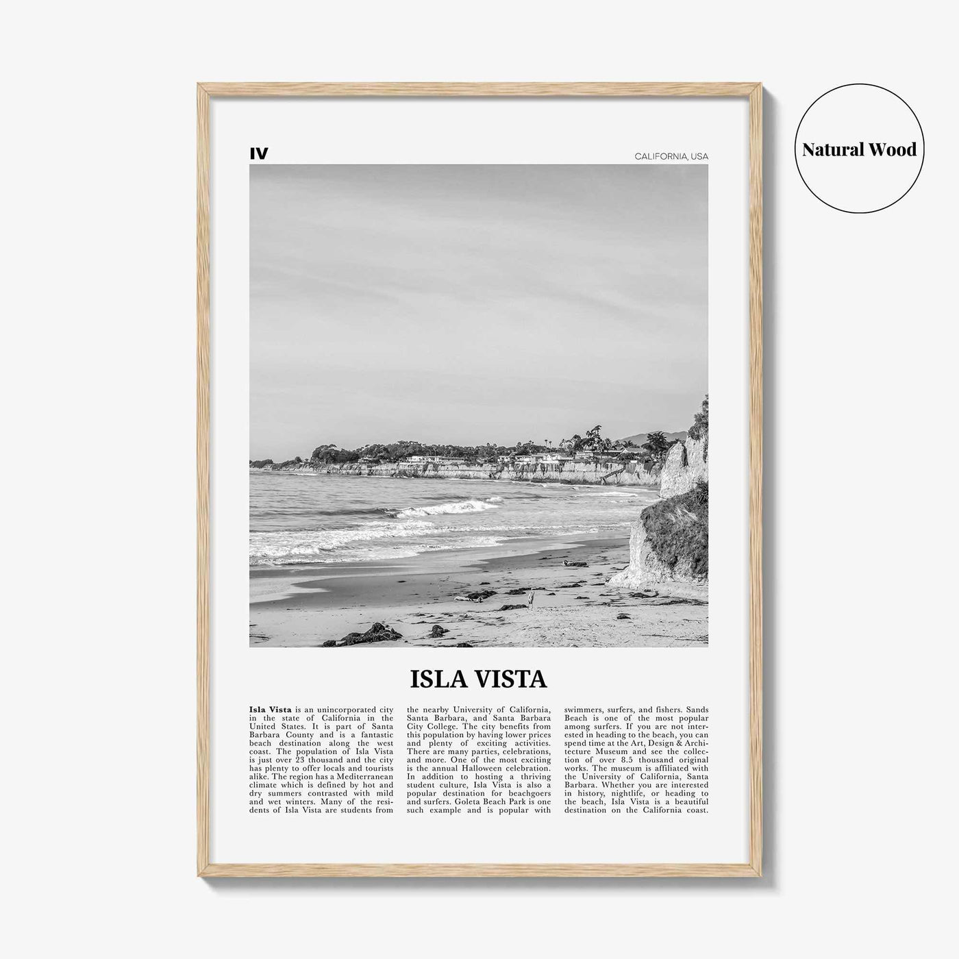 Isla Vista Print Black and White, Isla Vista Wall Art, Isla Vista Poster, Isla Vista Photo, Isla Vista Wall Décor, California, USA