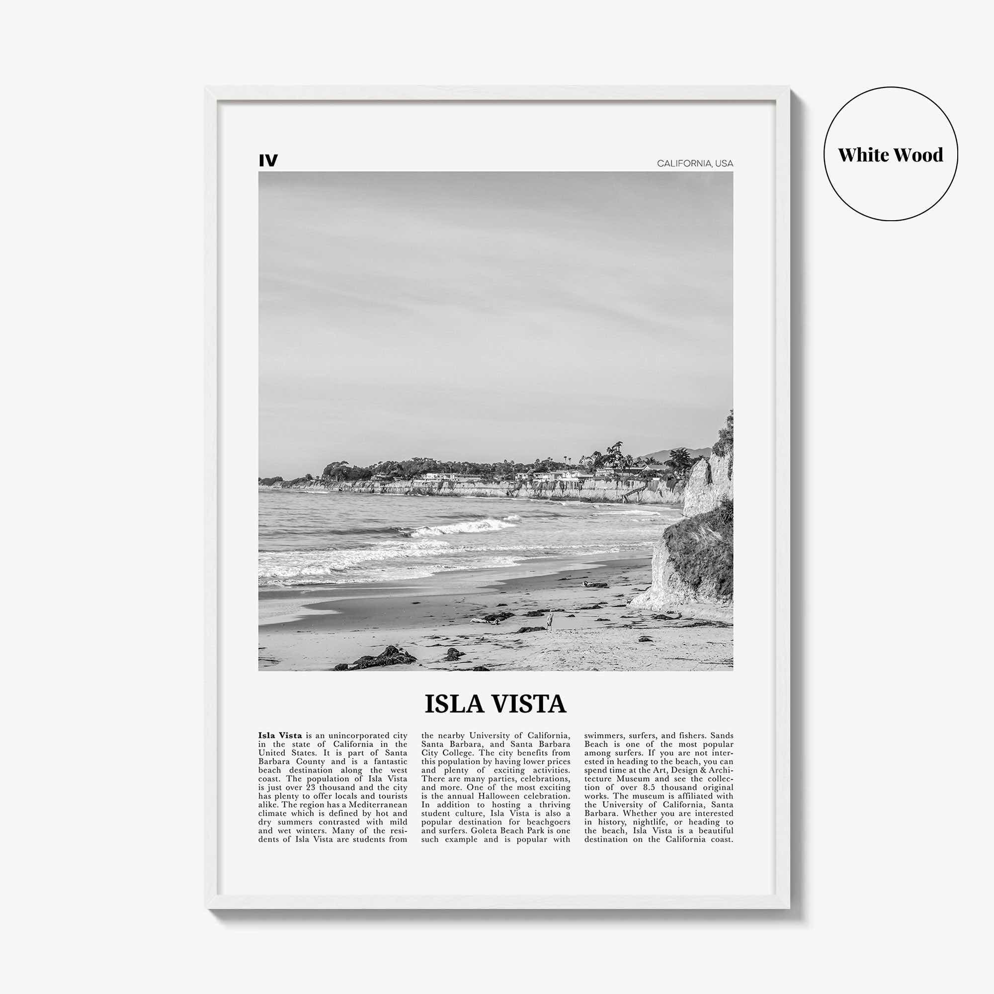Isla Vista Print Black and White, Isla Vista Wall Art, Isla Vista Poster, Isla Vista Photo, Isla Vista Wall Décor, California, USA