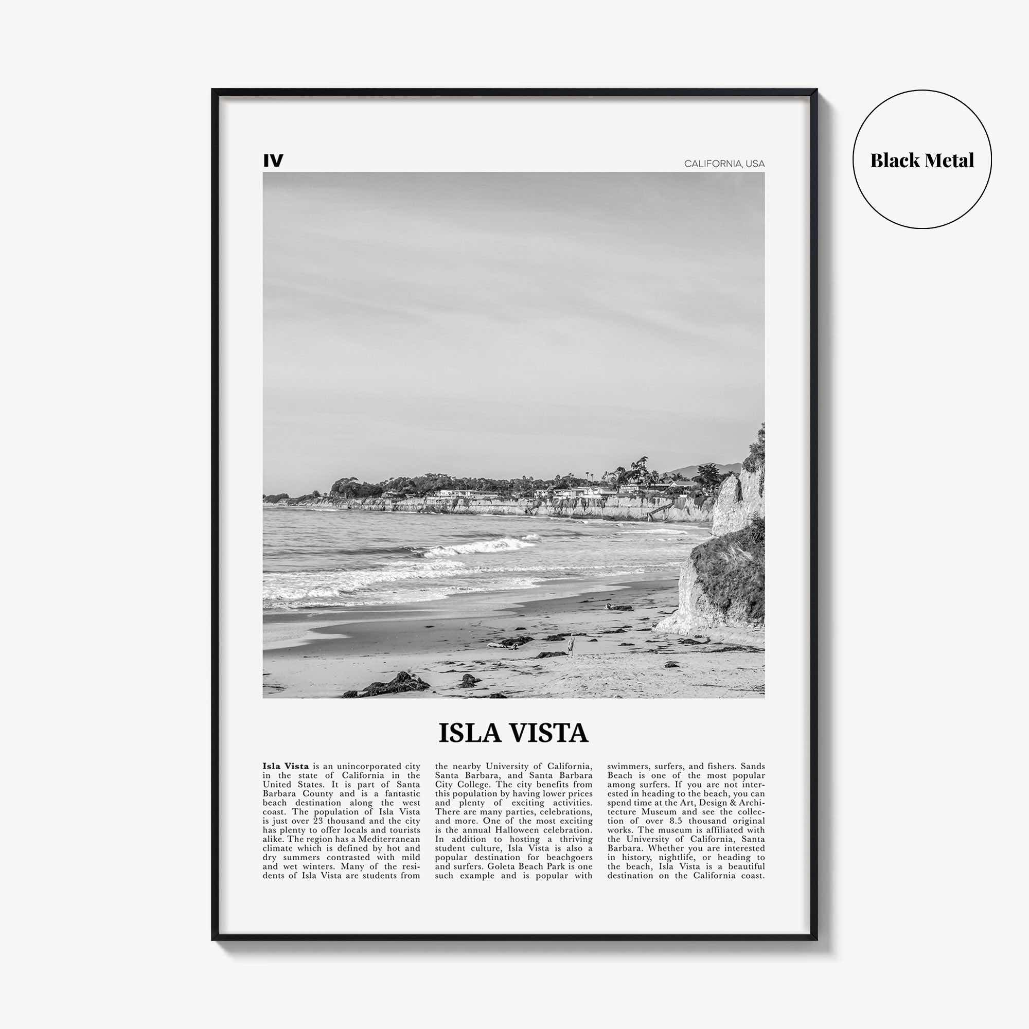 Isla Vista Print Black and White, Isla Vista Wall Art, Isla Vista Poster, Isla Vista Photo, Isla Vista Wall Décor, California, USA