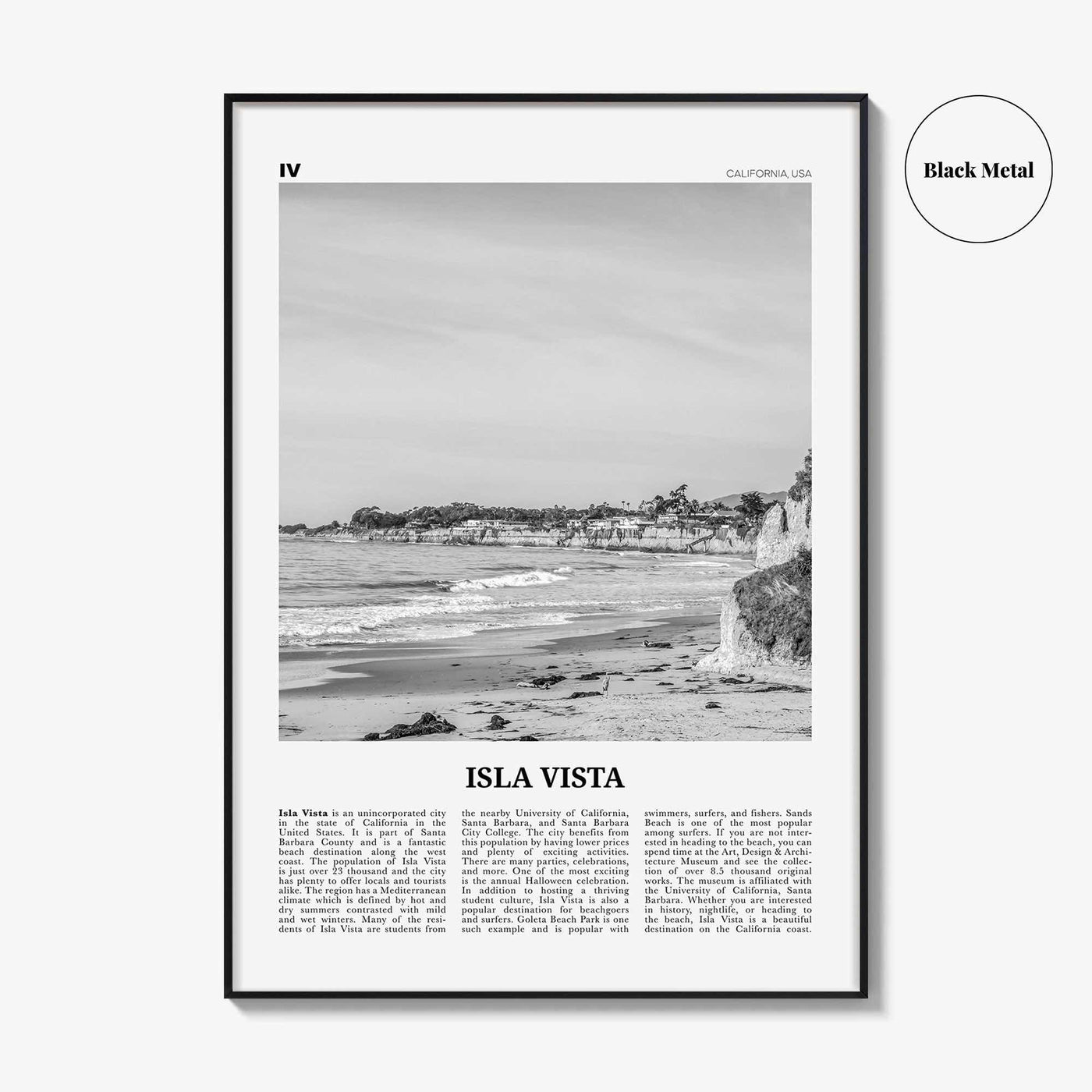 Isla Vista Print Black and White, Isla Vista Wall Art, Isla Vista Poster, Isla Vista Photo, Isla Vista Wall Décor, California, USA