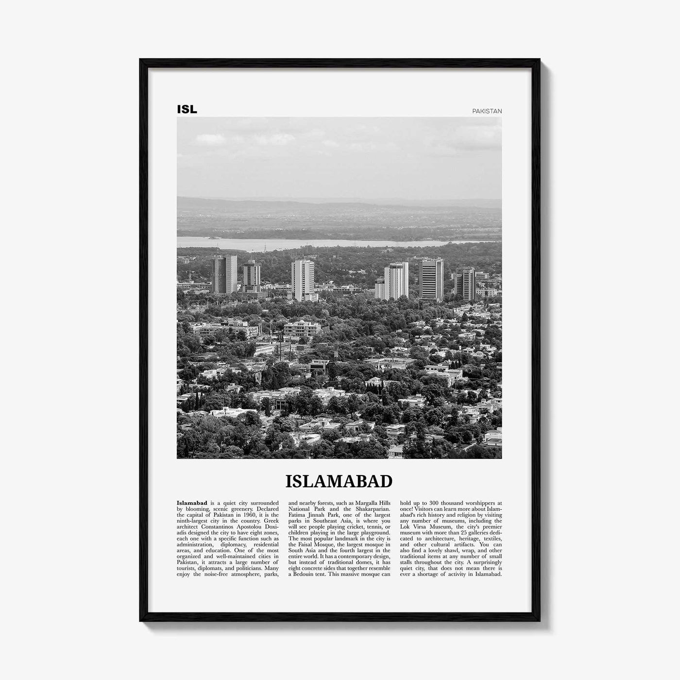 Islamabad Print Black and White, Islamabad Wall Art, Islamabad Poster, Islamabad Photo, Islamabad Wall Décor, Pakistan, اسلام آباد