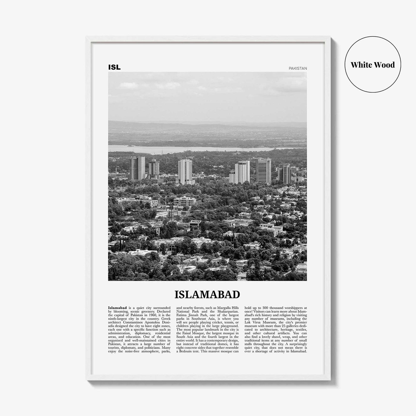 Islamabad Print Black and White, Islamabad Wall Art, Islamabad Poster, Islamabad Photo, Islamabad Wall Décor, Pakistan, اسلام آباد