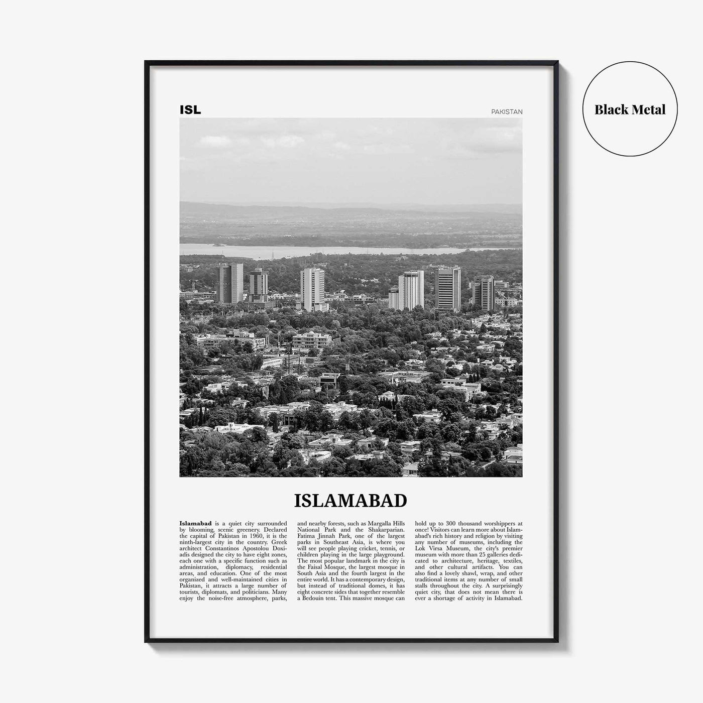 Islamabad Print Black and White, Islamabad Wall Art, Islamabad Poster, Islamabad Photo, Islamabad Wall Décor, Pakistan, اسلام آباد