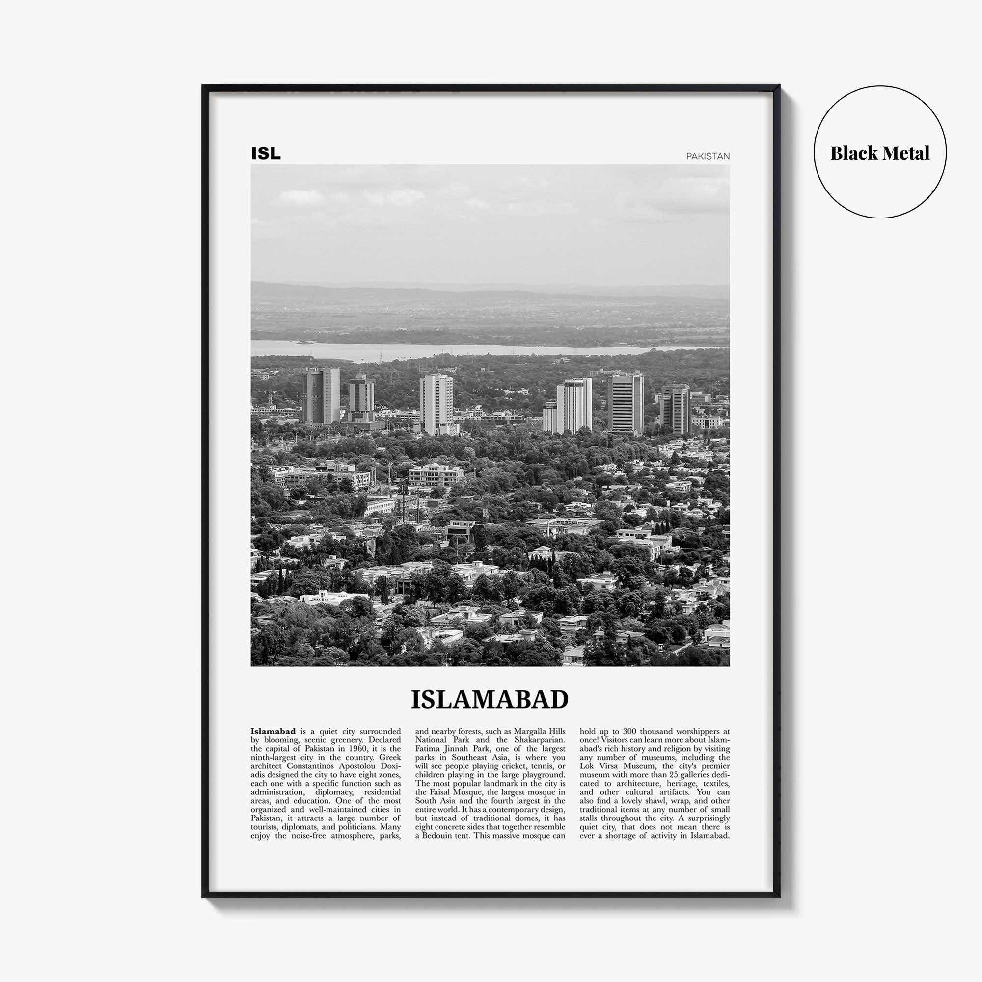 Islamabad Print Black and White, Islamabad Wall Art, Islamabad Poster, Islamabad Photo, Islamabad Wall Décor, Pakistan, اسلام آباد