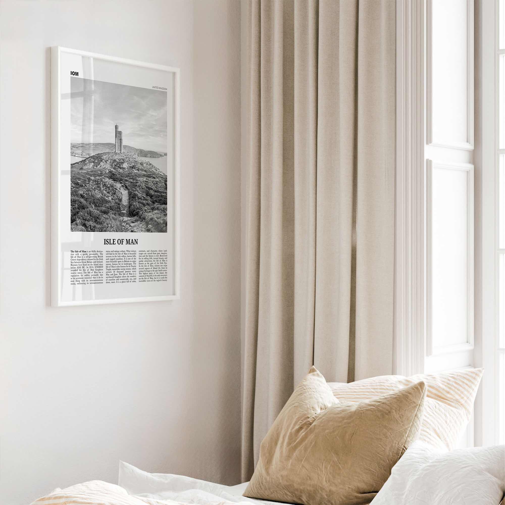 Isle Of Man Print Black and White, Isle Of Man Wall Art, Isle Of Man Poster, Mann, Mannin, Ellan, Vannin, UK, United Kingdom, Europe