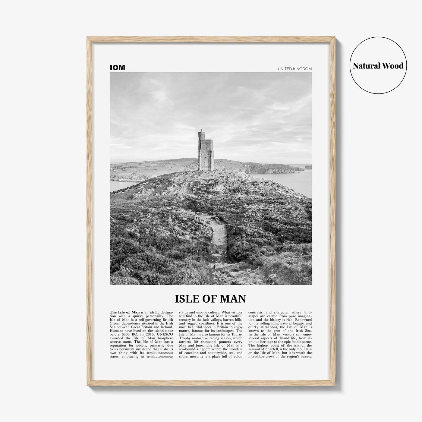 Isle Of Man Print Black and White, Isle Of Man Wall Art, Isle Of Man Poster, Mann, Mannin, Ellan, Vannin, UK, United Kingdom, Europe