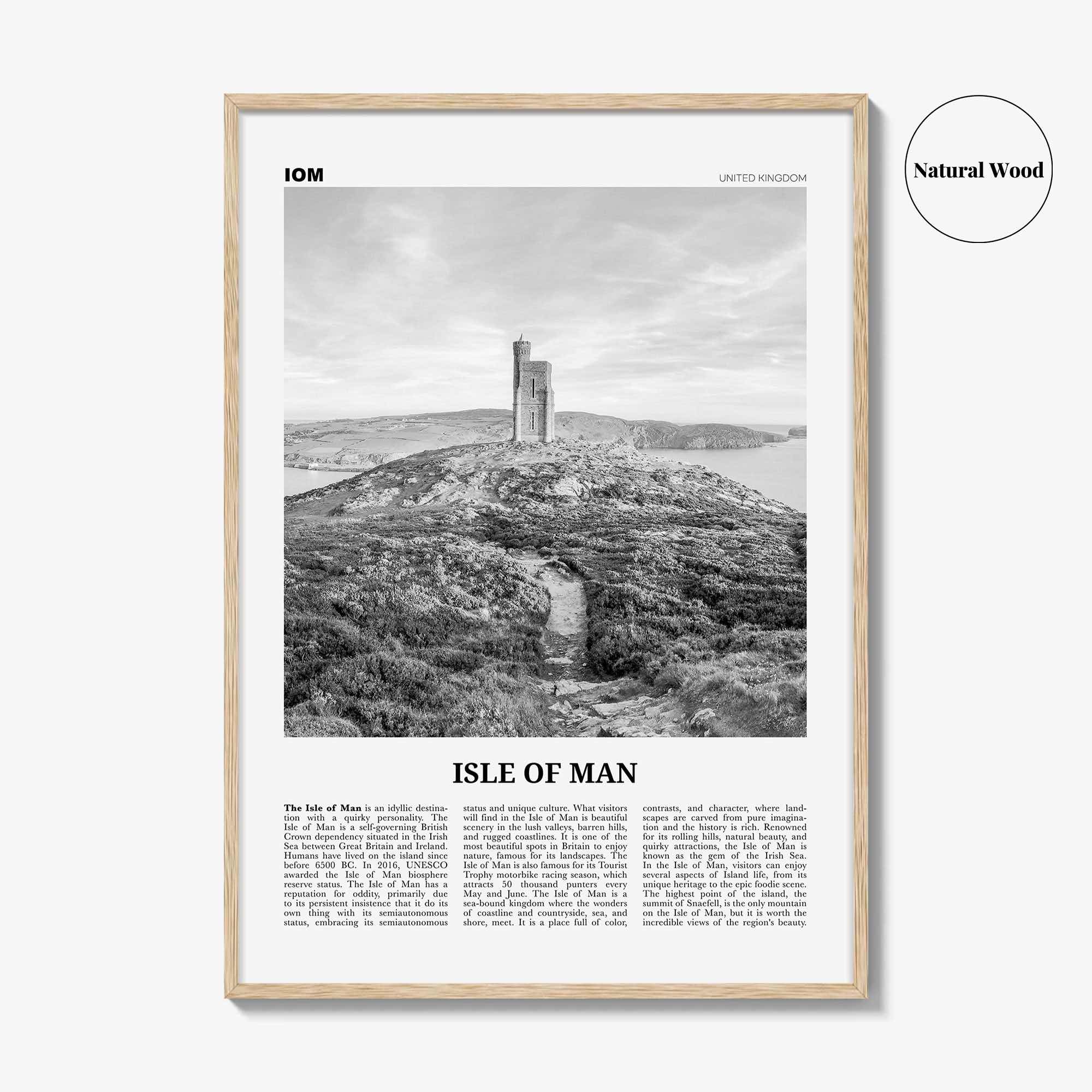 Isle Of Man Print Black and White, Isle Of Man Wall Art, Isle Of Man Poster, Mann, Mannin, Ellan, Vannin, UK, United Kingdom, Europe