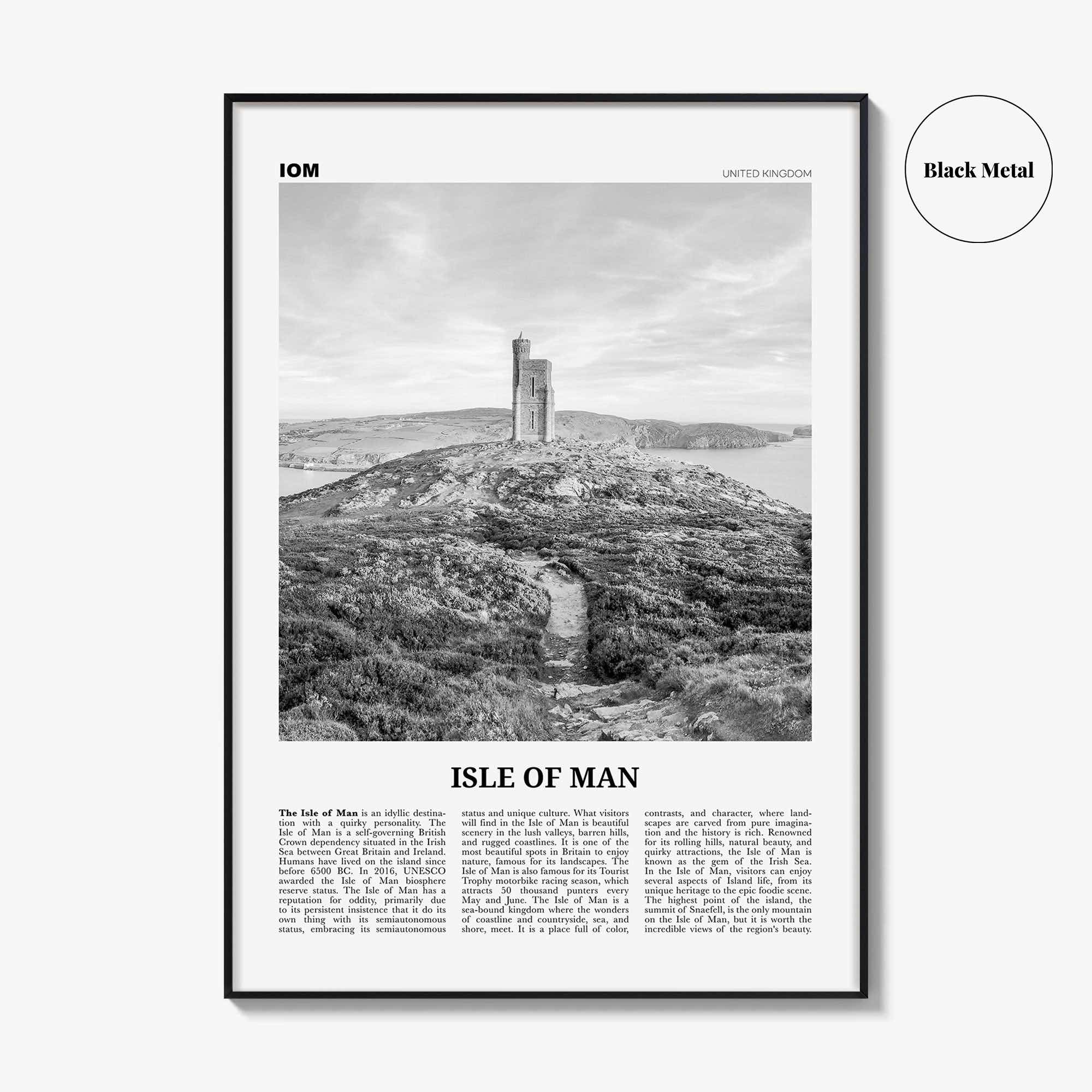 Isle Of Man Print Black and White, Isle Of Man Wall Art, Isle Of Man Poster, Mann, Mannin, Ellan, Vannin, UK, United Kingdom, Europe