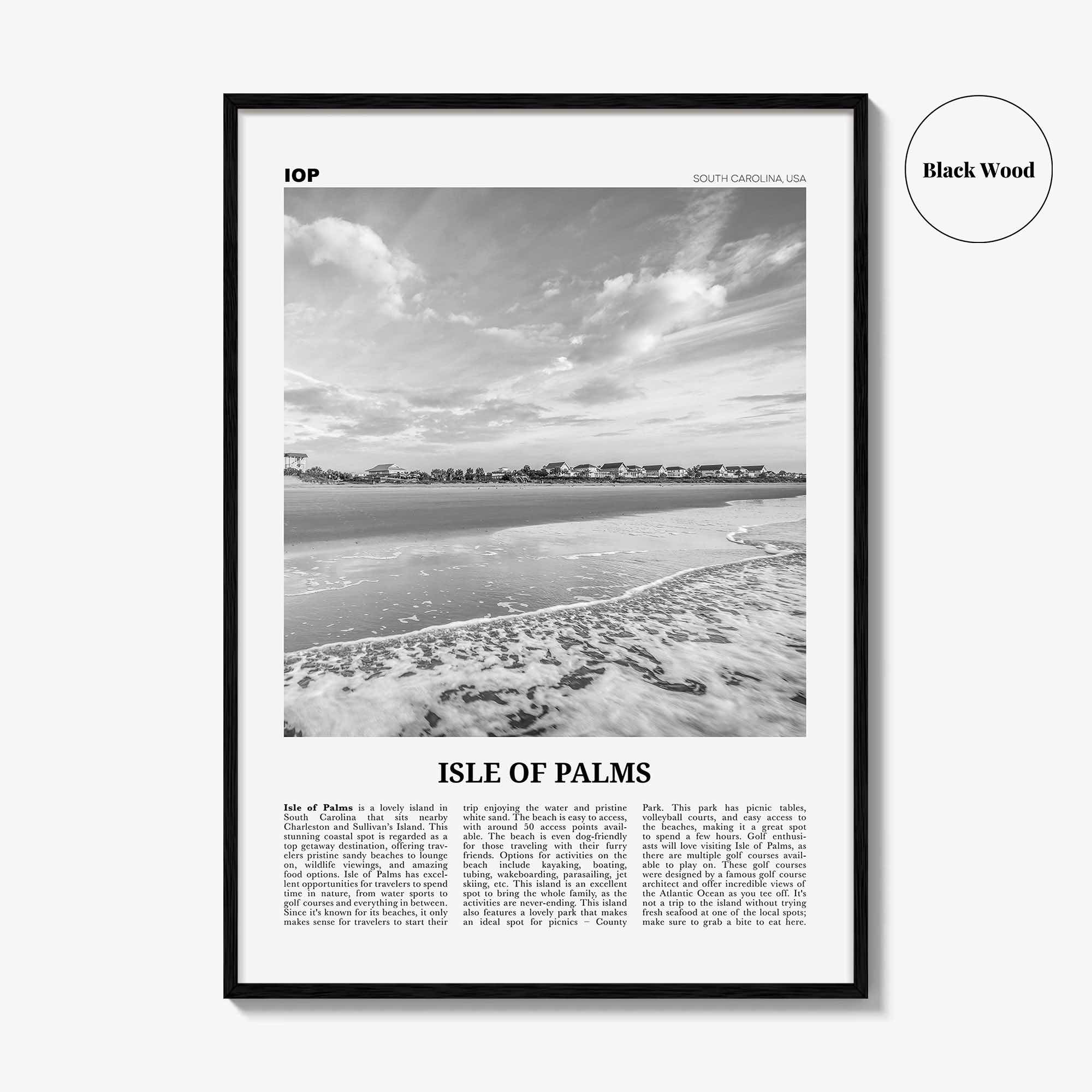 Isle of Palms Print Black and White, Isle of Palms Wall Art, Isle of Palms Poster, Isle of Palms Photo, Isle of Palms Décor, South Carolina
