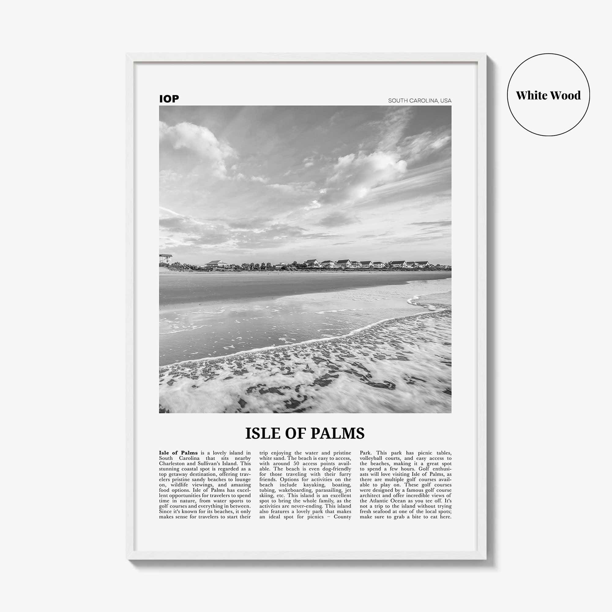 Isle of Palms Print Black and White, Isle of Palms Wall Art, Isle of Palms Poster, Isle of Palms Photo, Isle of Palms Décor, South Carolina