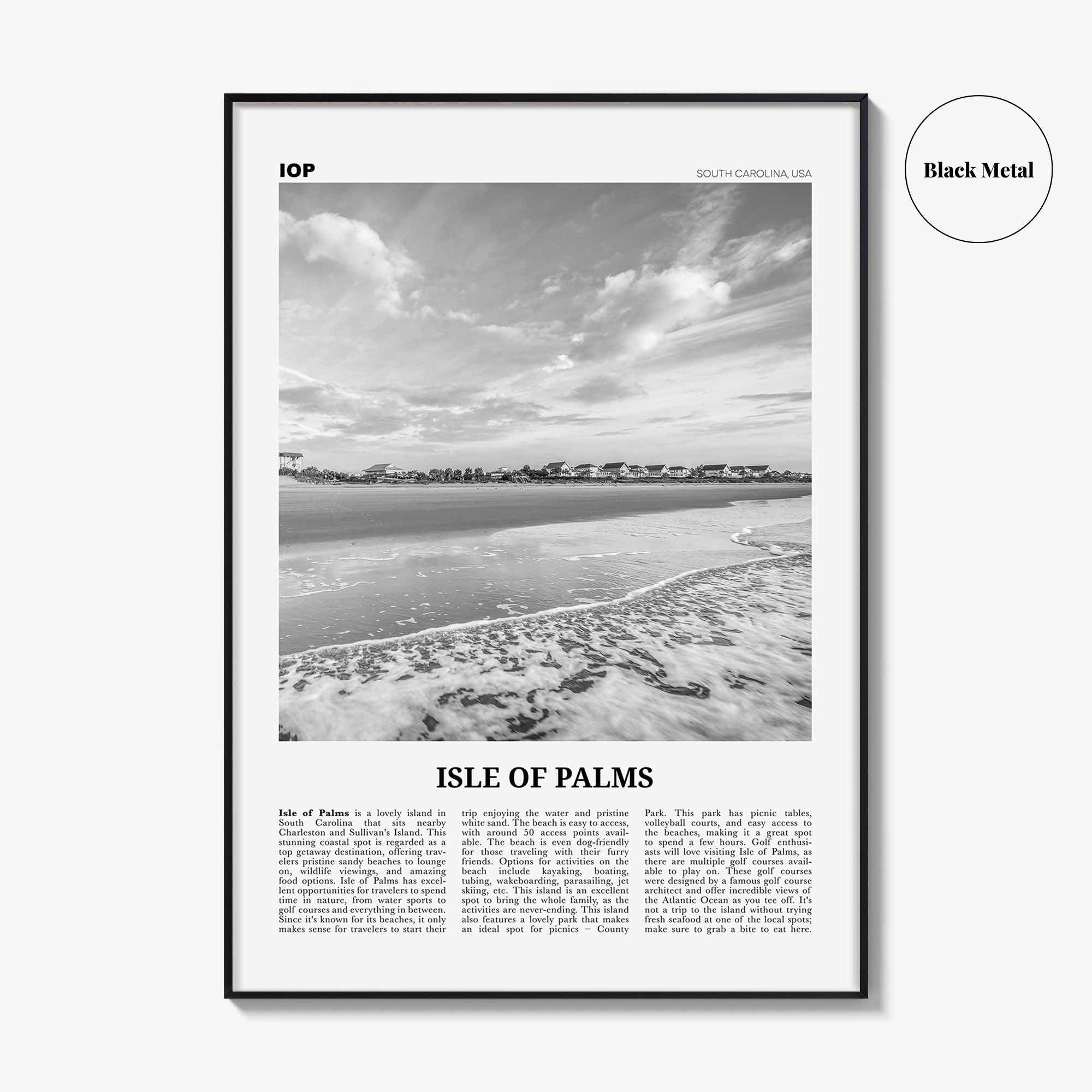 Isle of Palms Print Black and White, Isle of Palms Wall Art, Isle of Palms Poster, Isle of Palms Photo, Isle of Palms Décor, South Carolina
