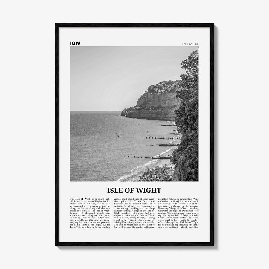 Isle of Wight Print Black and White, Isle of Wight Wall Art, Isle of Wight Poster, Isle of Wight Photo, Isle of Wight Décor, England, UK