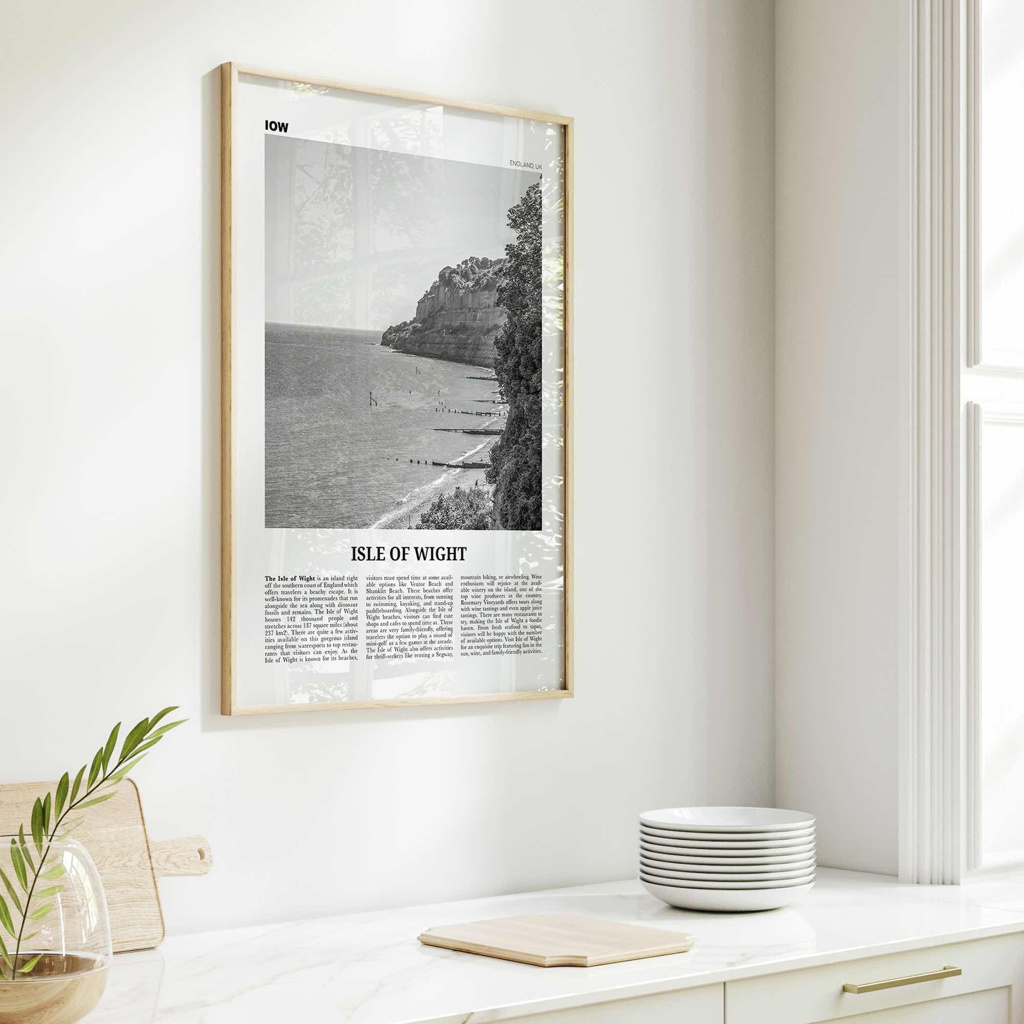 Isle of Wight Print Black and White, Isle of Wight Wall Art, Isle of Wight Poster, Isle of Wight Photo, Isle of Wight Décor, England, UK