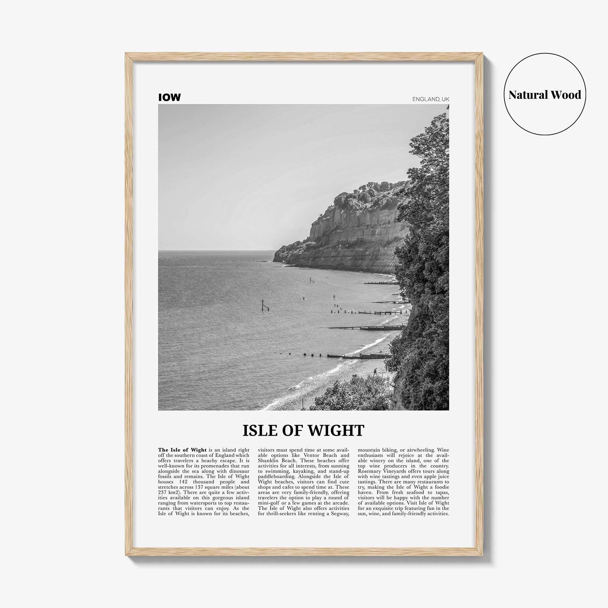 Isle of Wight Print Black and White, Isle of Wight Wall Art, Isle of Wight Poster, Isle of Wight Photo, Isle of Wight Décor, England, UK
