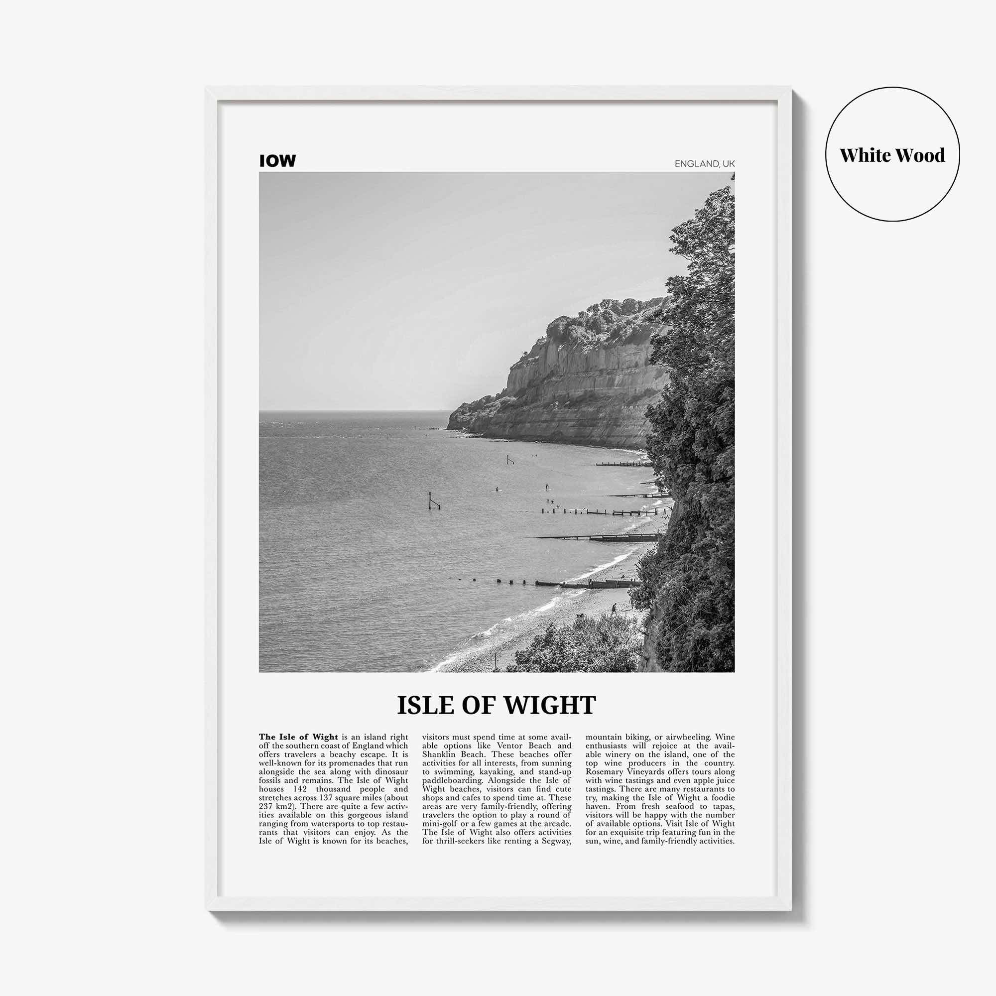 Isle of Wight Print Black and White, Isle of Wight Wall Art, Isle of Wight Poster, Isle of Wight Photo, Isle of Wight Décor, England, UK