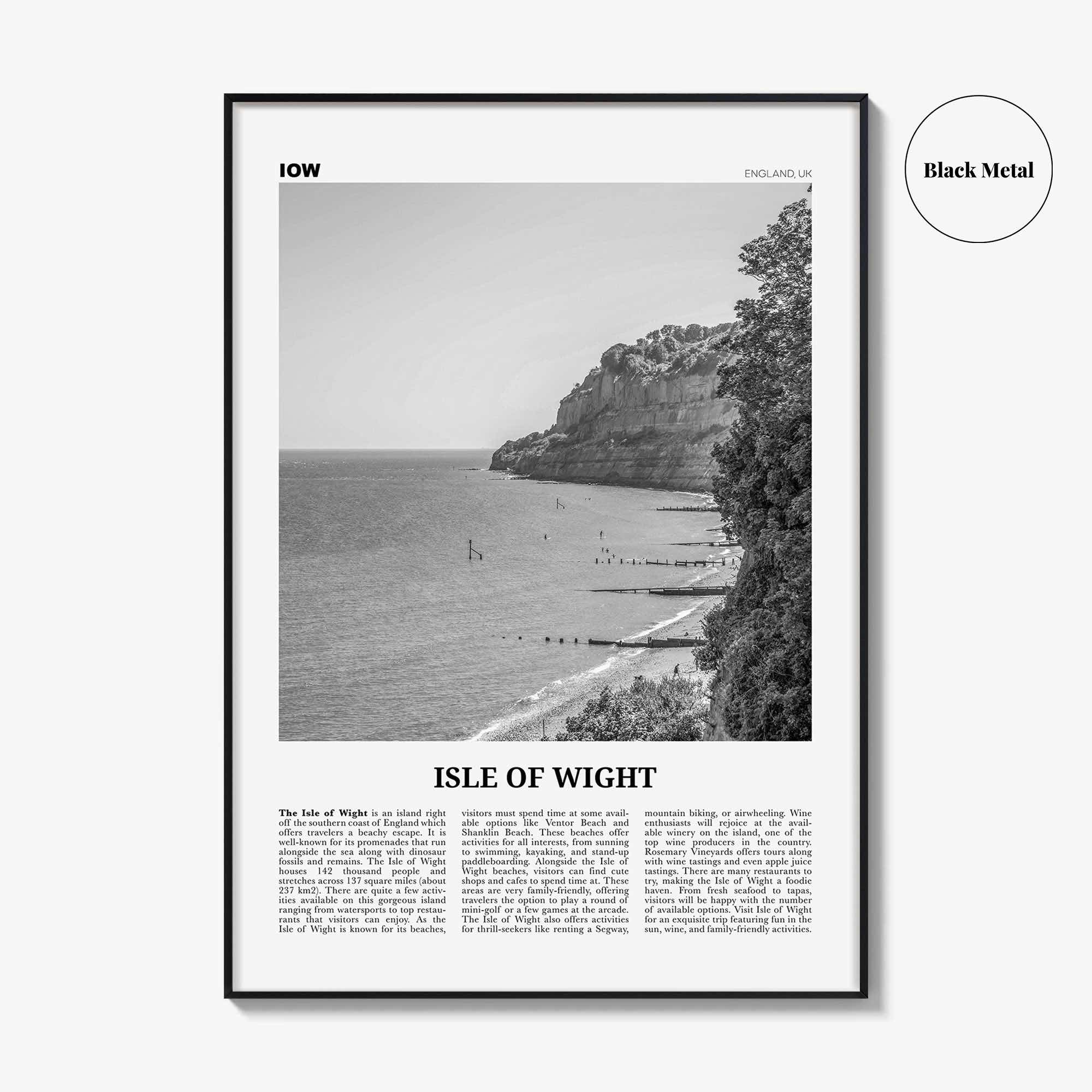 Isle of Wight Print Black and White, Isle of Wight Wall Art, Isle of Wight Poster, Isle of Wight Photo, Isle of Wight Décor, England, UK