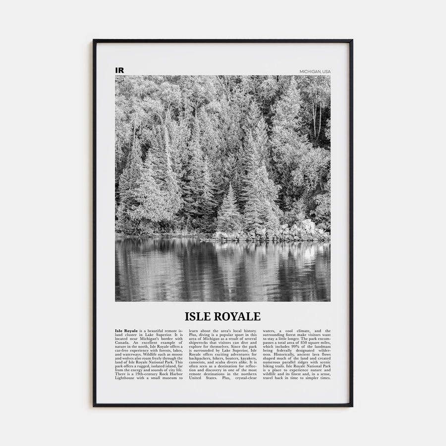 Isle Royale National Park Travel B&W Poster