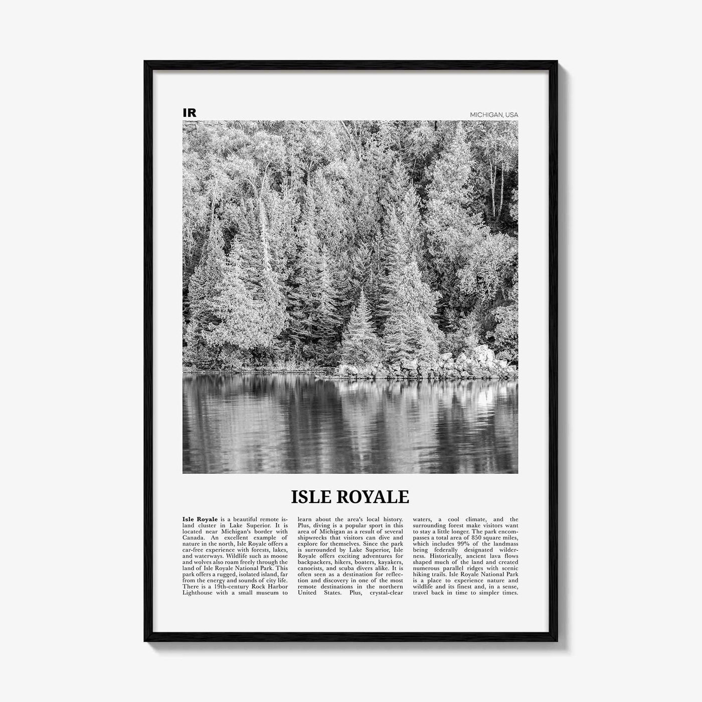 Isle Royale National Park Print Black and White, Isle Royale Wall Art, Isle Royale Poster, Isle Royale Photo, Isle Royale Wall Décor, USA