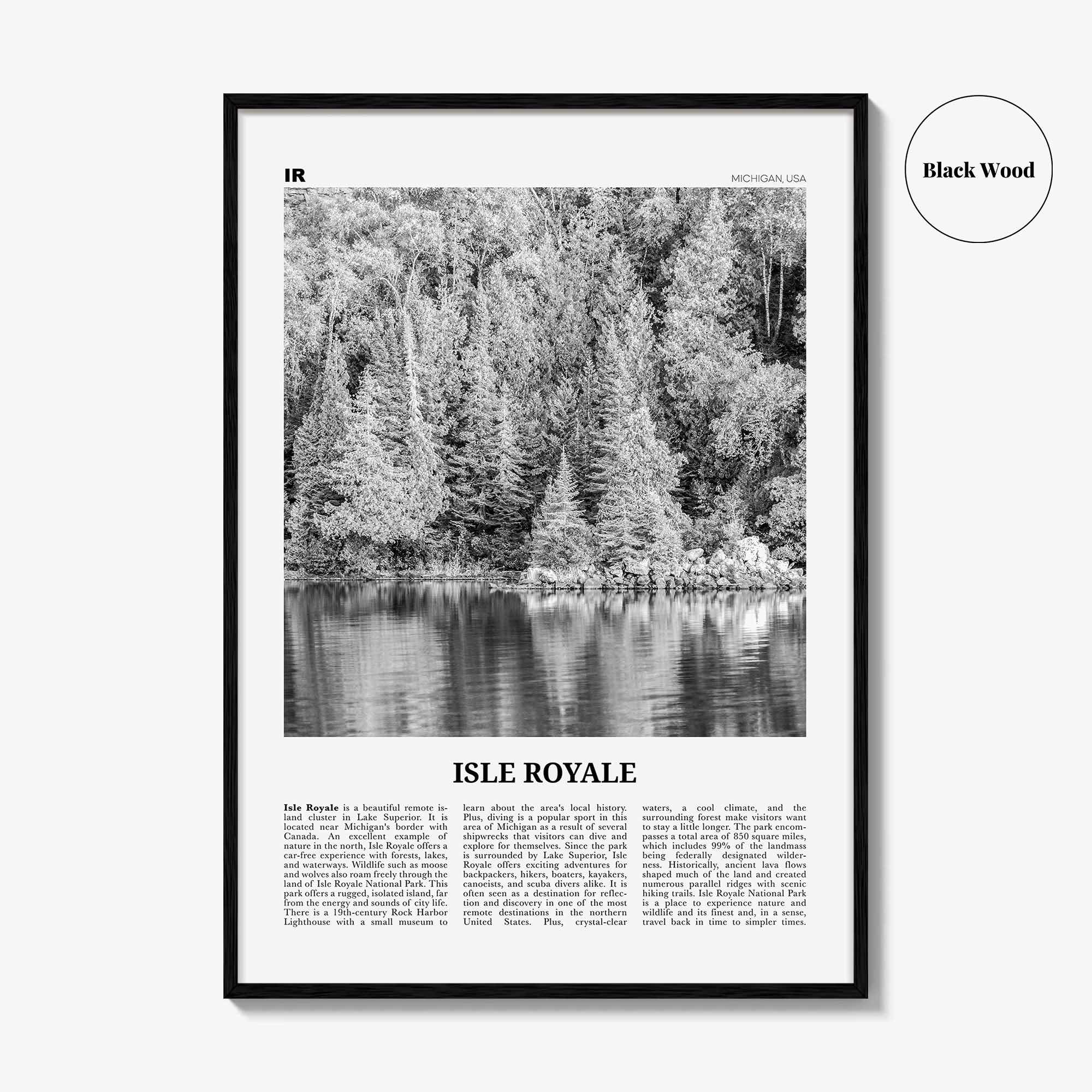 Isle Royale National Park Print Black and White, Isle Royale Wall Art, Isle Royale Poster, Isle Royale Photo, Isle Royale Wall Décor, USA