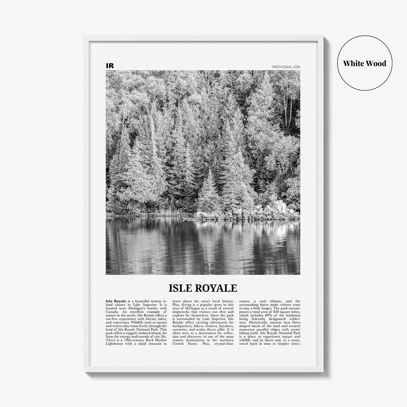 Isle Royale National Park Print Black and White, Isle Royale Wall Art, Isle Royale Poster, Isle Royale Photo, Isle Royale Wall Décor, USA