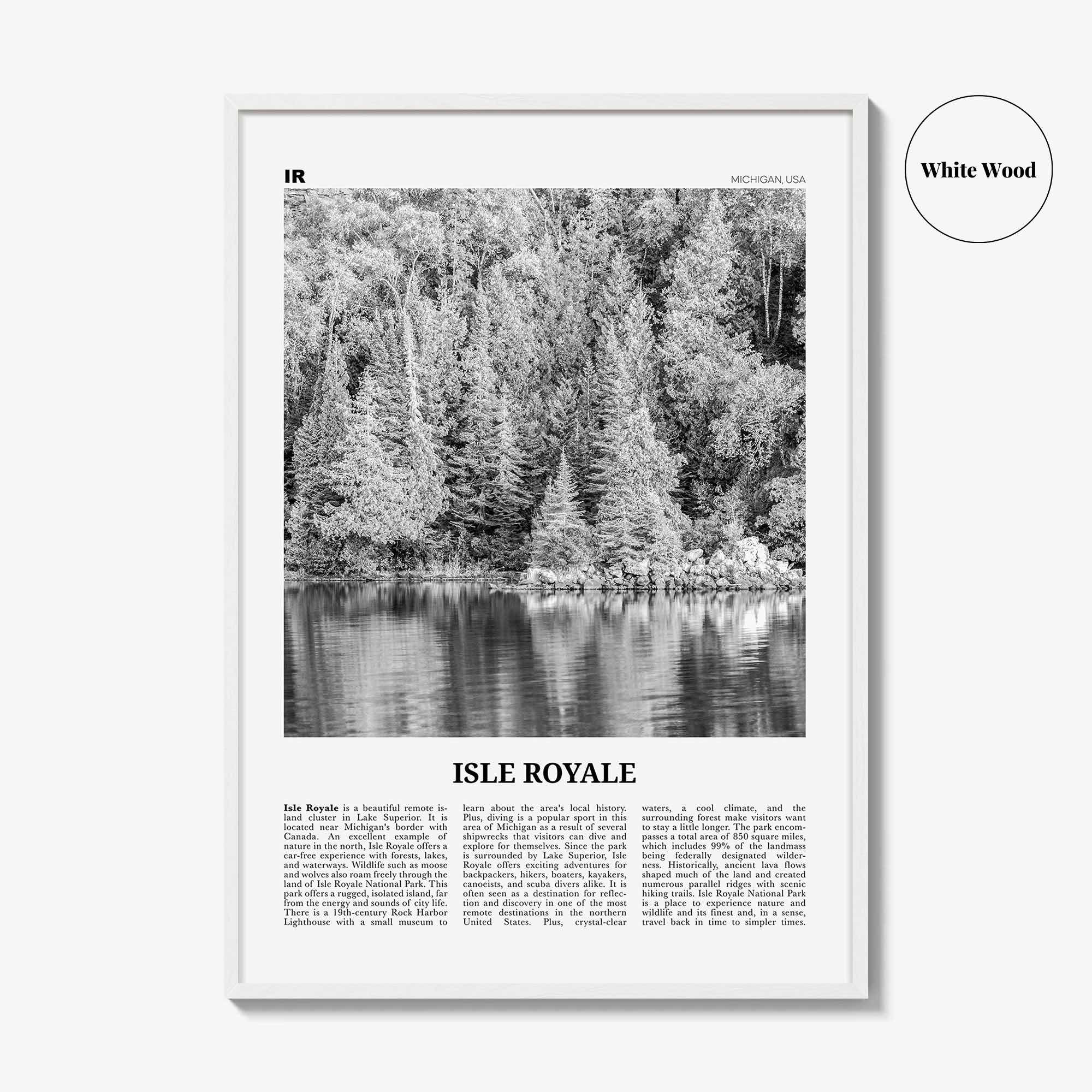 Isle Royale National Park Print Black and White, Isle Royale Wall Art, Isle Royale Poster, Isle Royale Photo, Isle Royale Wall Décor, USA