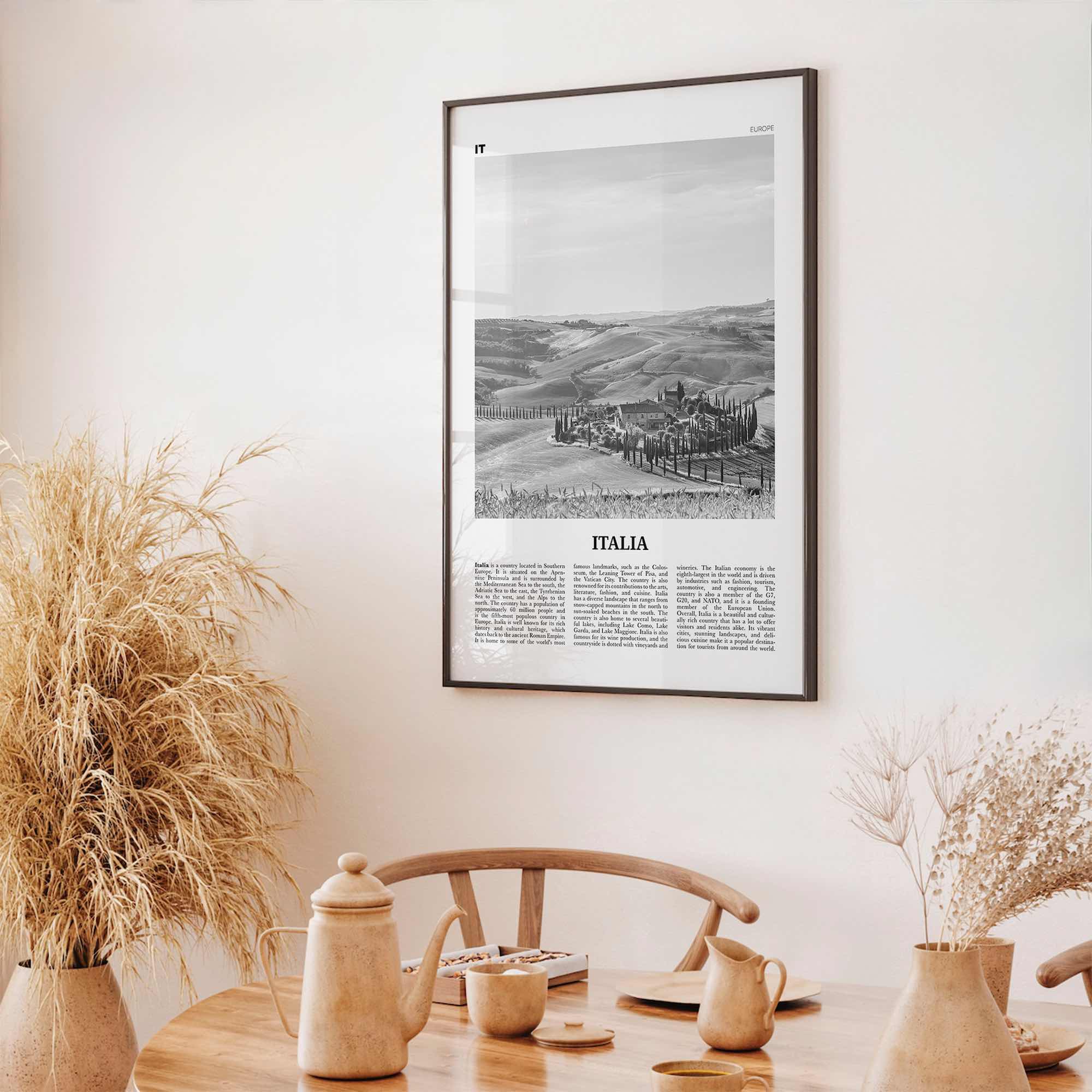 Italia Print Black and White, Italia Wall Art, Italia Poster, Italia Photo, Italia Wall Décor, Italia Map, Europe