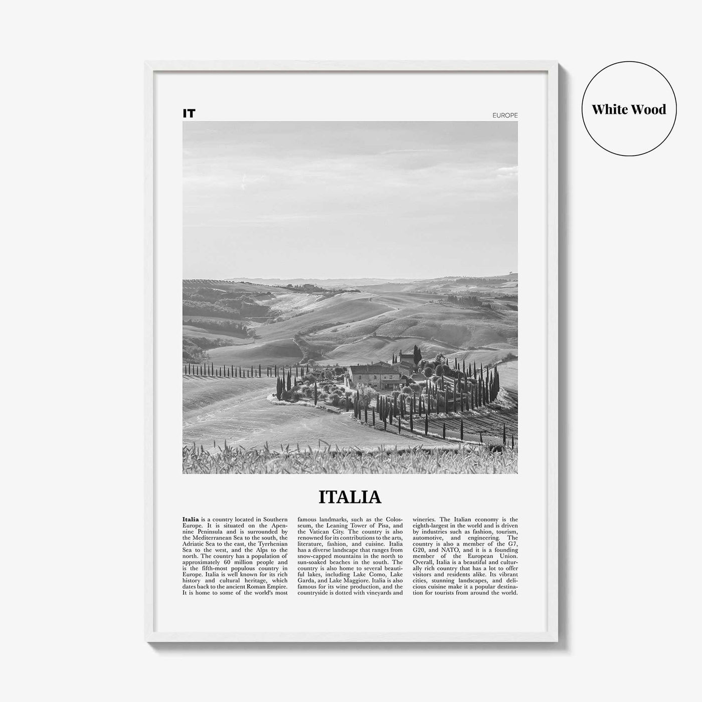 Italia Print Black and White, Italia Wall Art, Italia Poster, Italia Photo, Italia Wall Décor, Italia Map, Europe