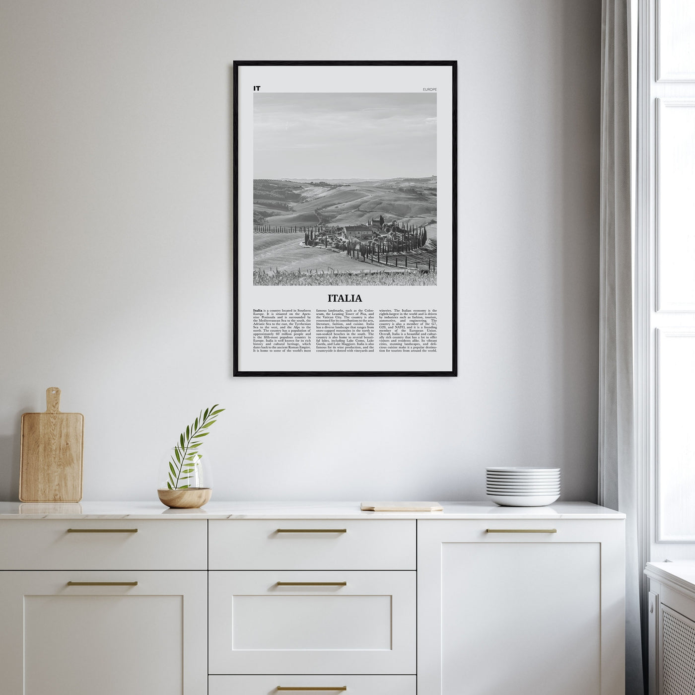 Italia Travel B&W Poster