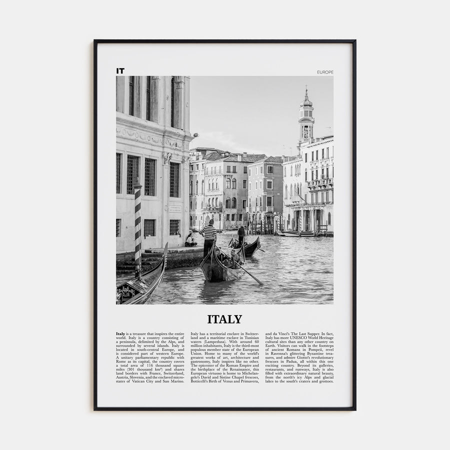 Italy Travel B&W No 1 Poster