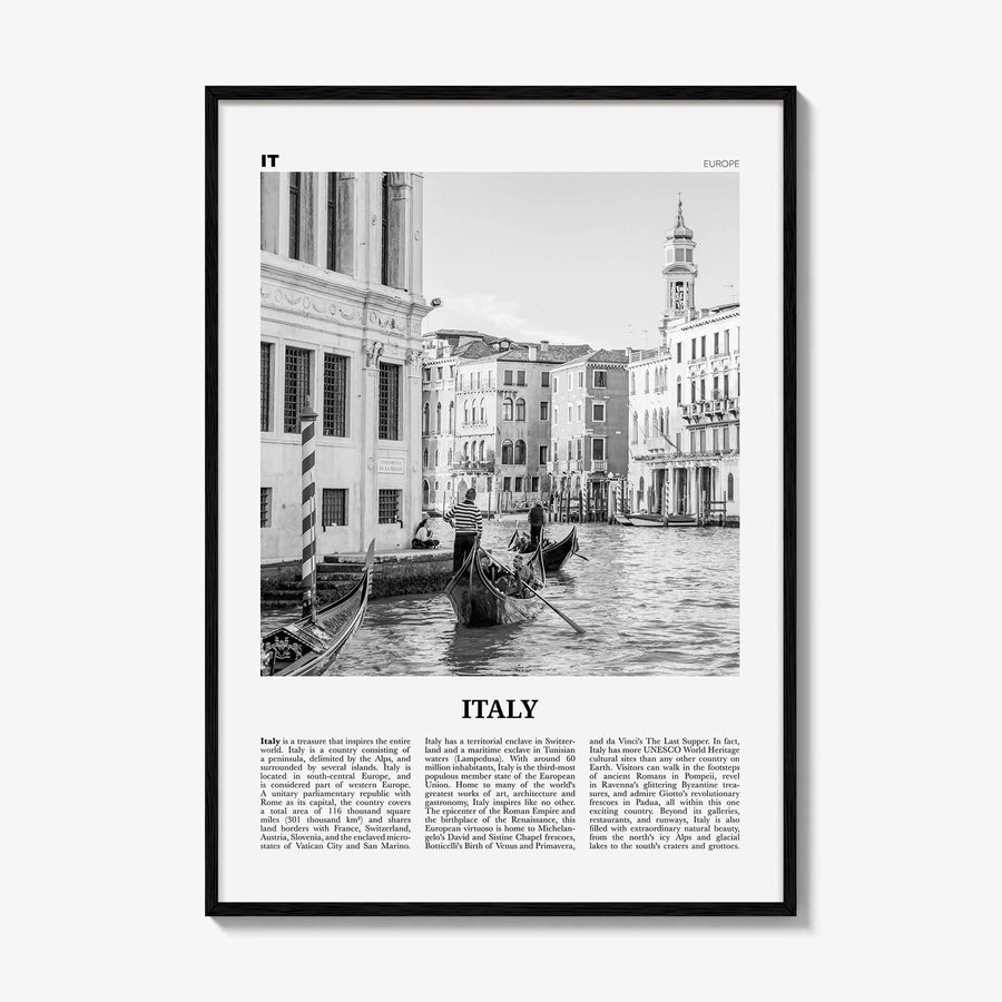 Italy Print Black and White No 1, Italy Wall Art, Italy Poster, Italy Photo, Italy Decor, Italia, Italian, L'Italia, Repubblica Italiana