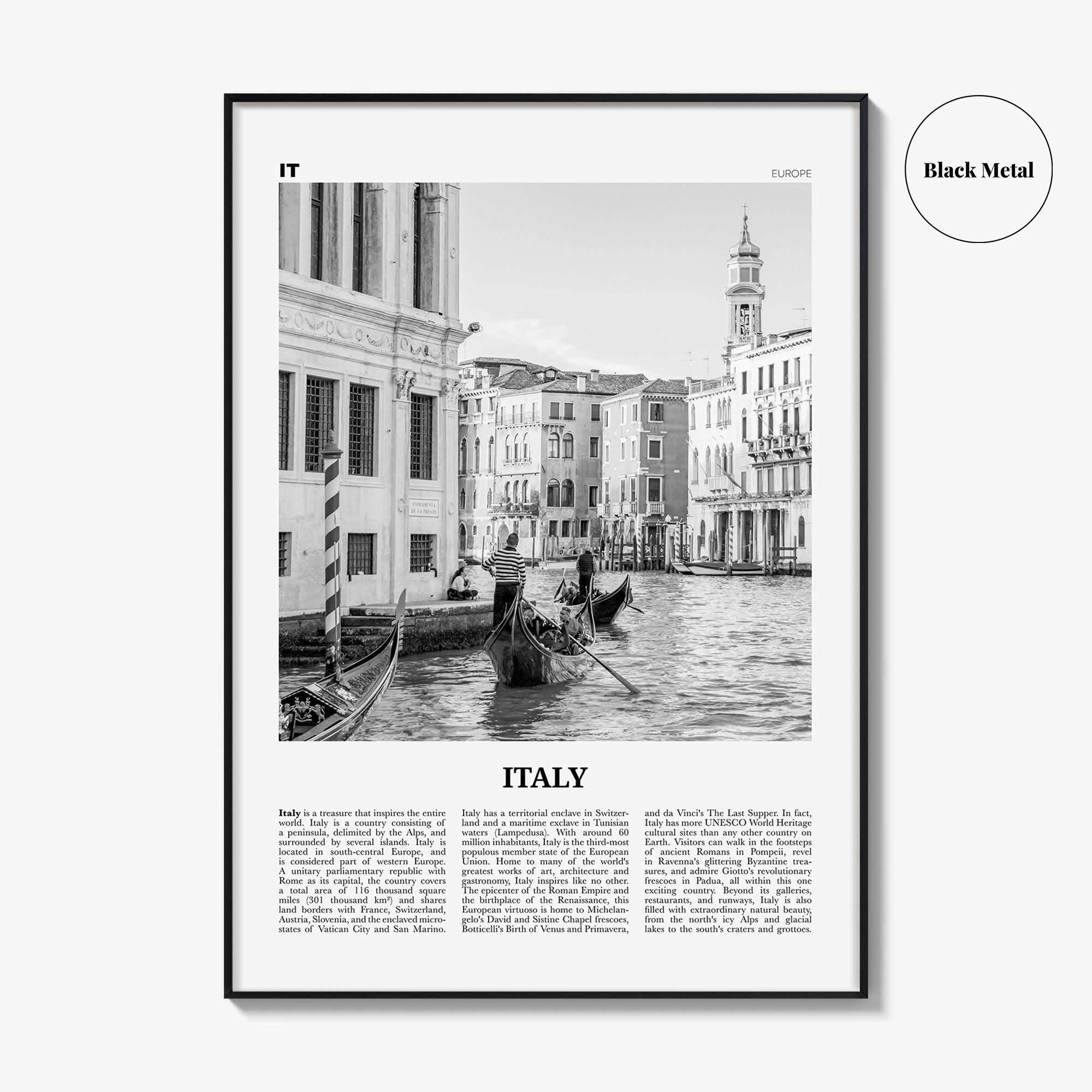 Italy Print Black and White No 1, Italy Wall Art, Italy Poster, Italy Photo, Italy Decor, Italia, Italian, L'Italia, Repubblica Italiana