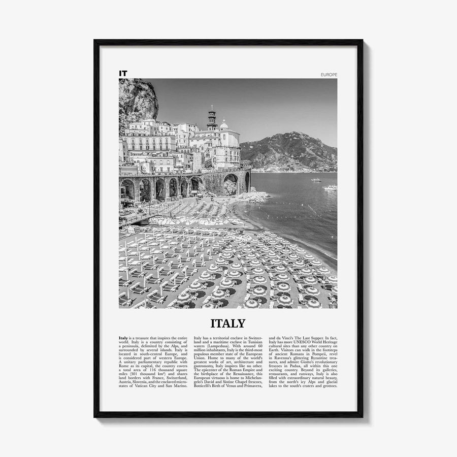 Italy Print Black and White No 2, Italy Wall Art, Italy Poster, Italy Photo, Italy Wall Décor, Italy Map, Europe
